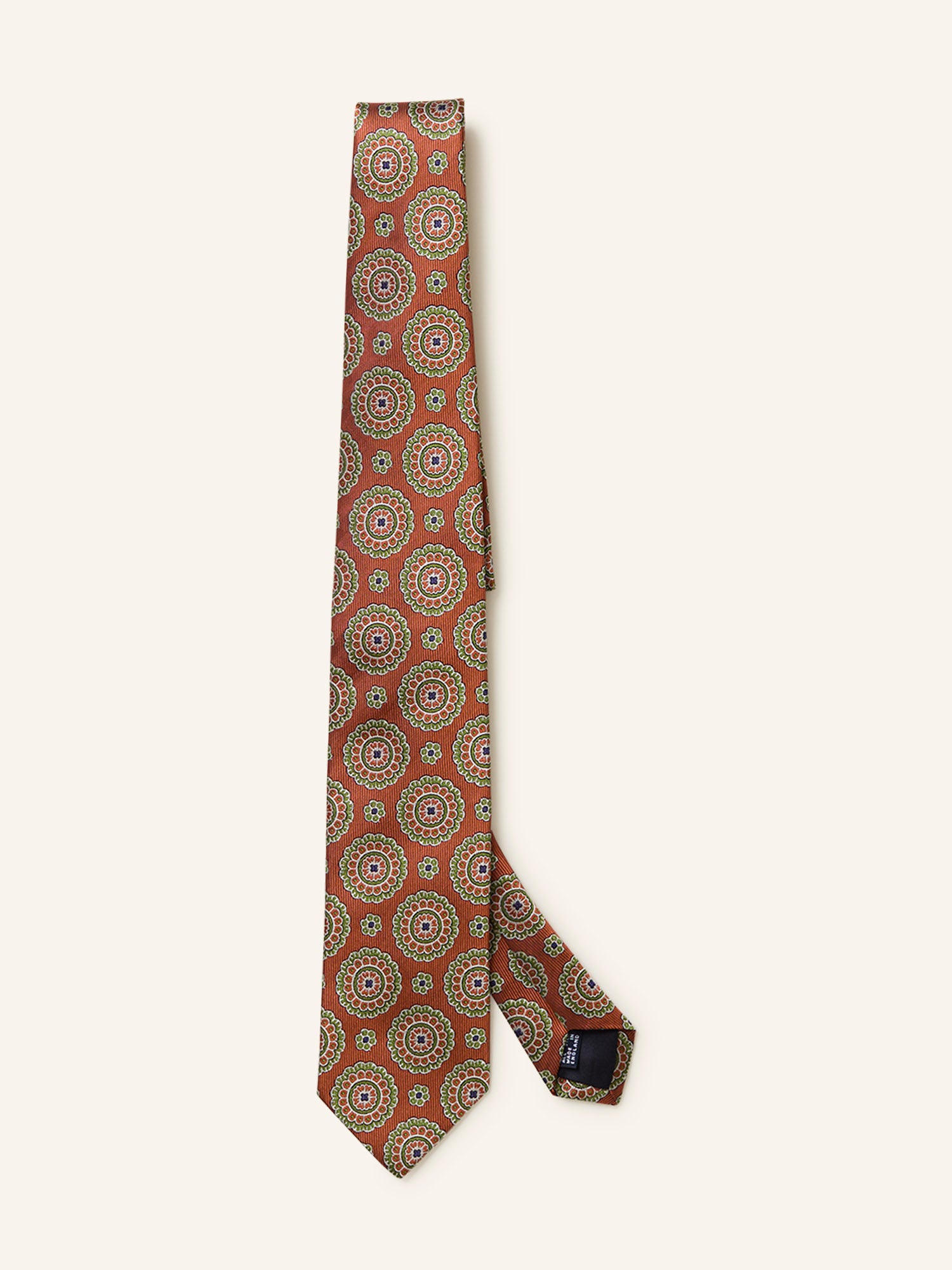 Mendala Motif Silk Tie Orange