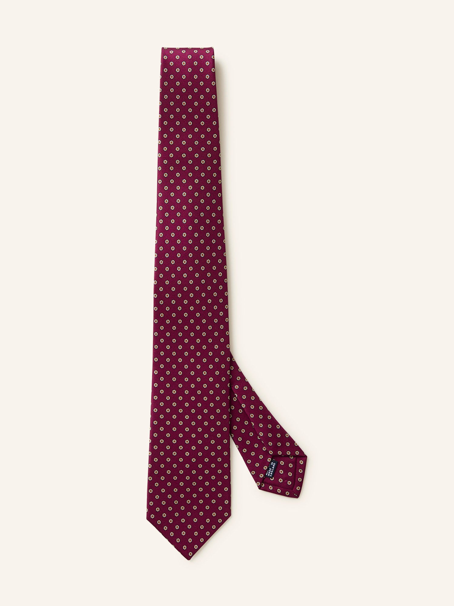 Mini Floral Print Silk Tie Burgundy