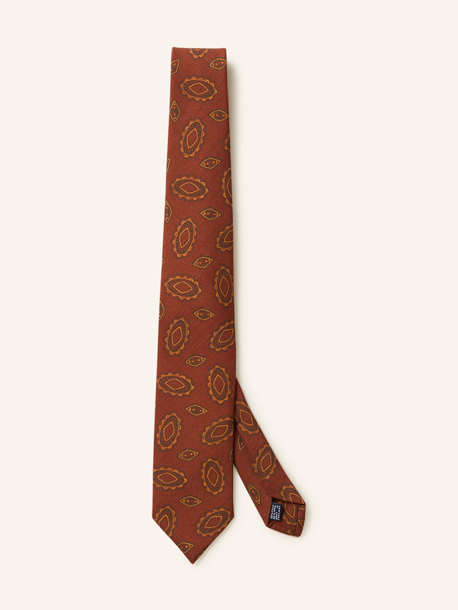 Oval Print Wool Tie Orange