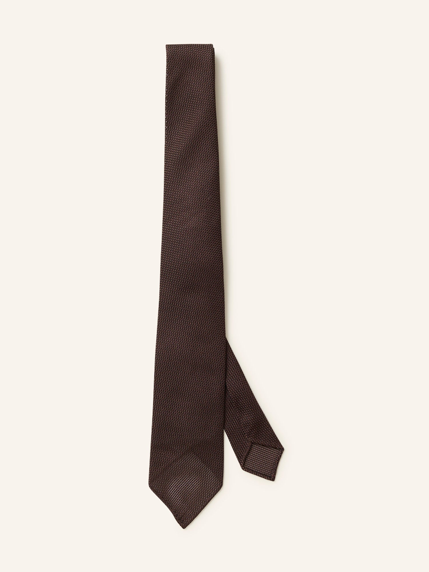 Fine Woven Grenadine Tie Brown