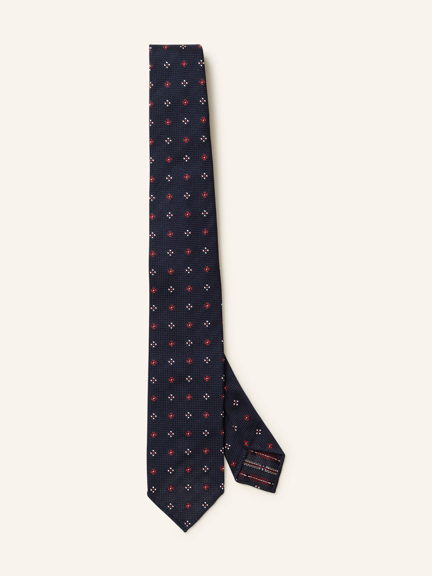 Flower Grenadine Silk Tie Navy