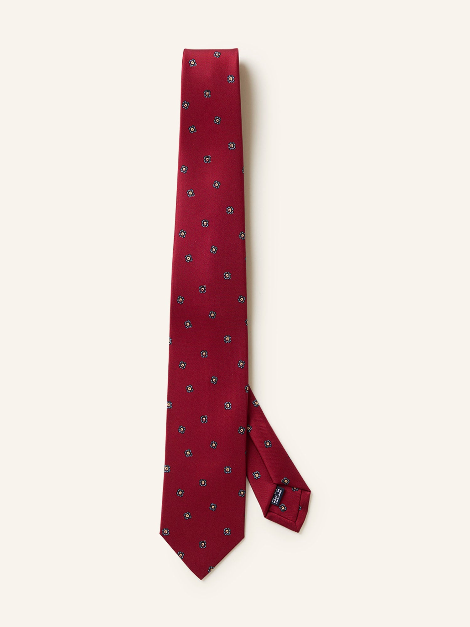 Mini Floral Print Silk Tie Red