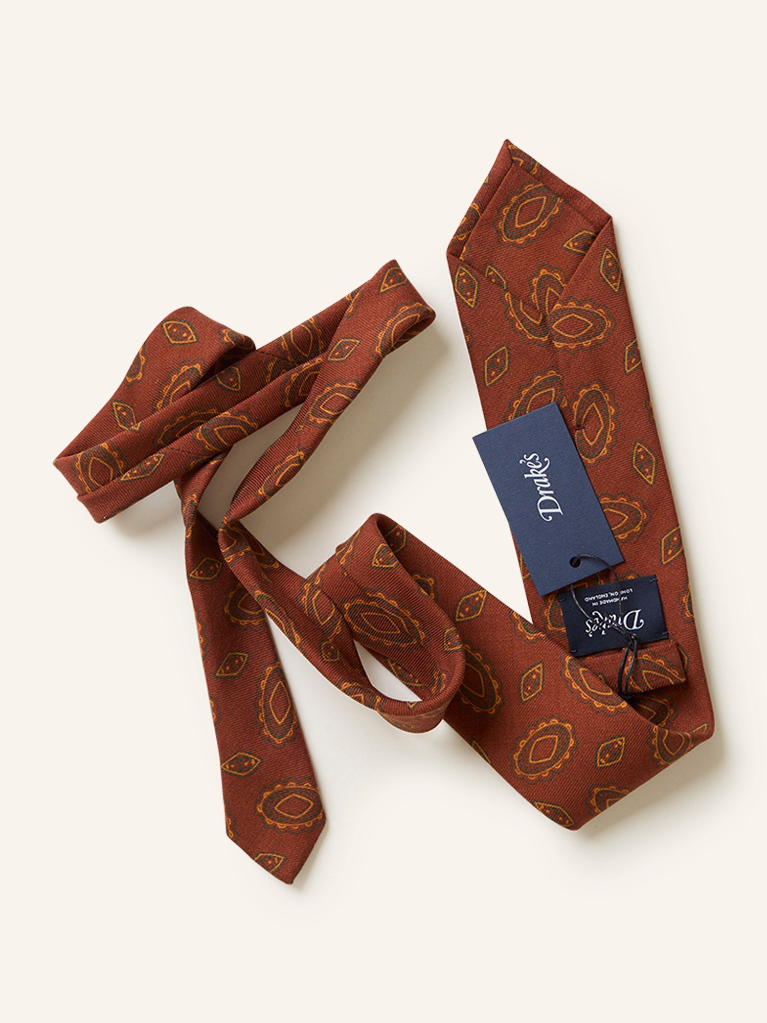 Oval Print Wool Tie Orange