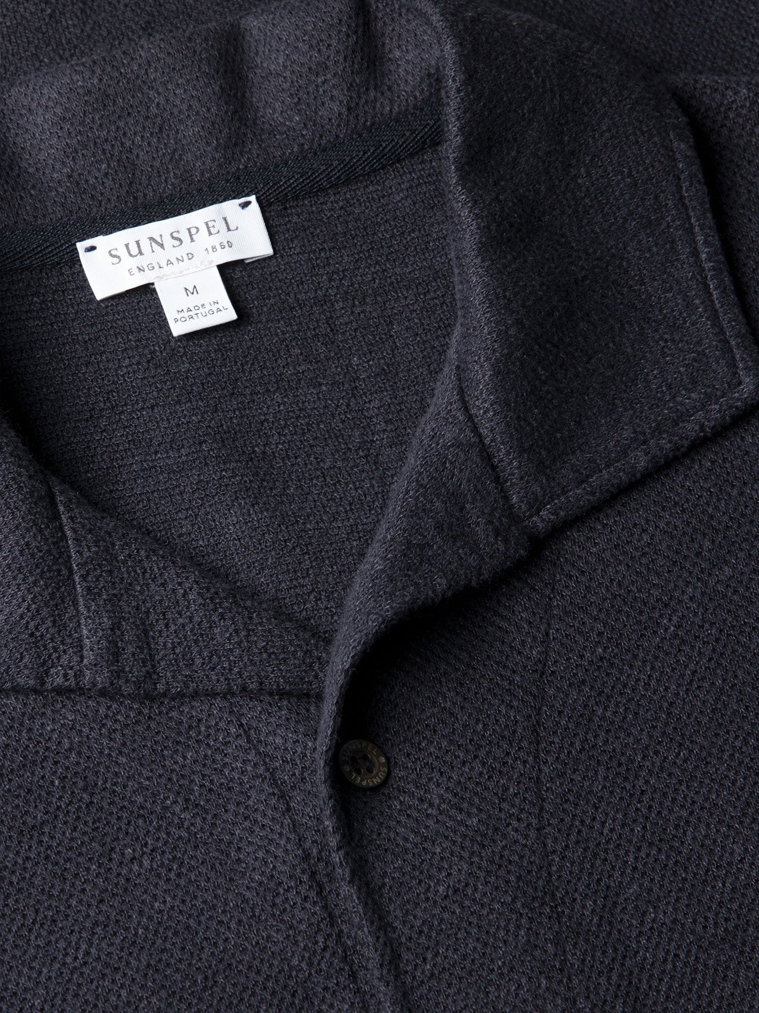 Linen Pique Polo Shirt Navy