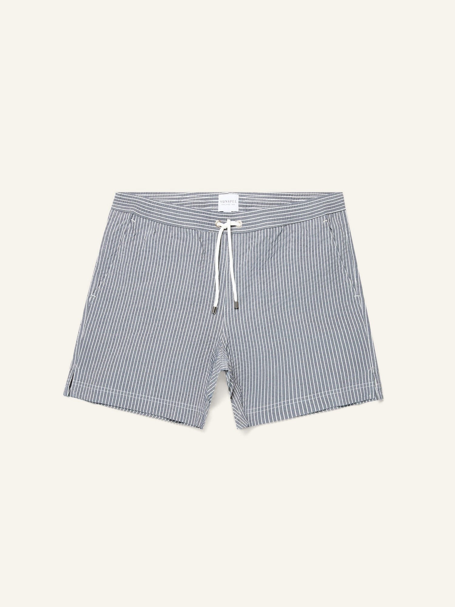 Stripe Seersucker Swimshort Navy/White