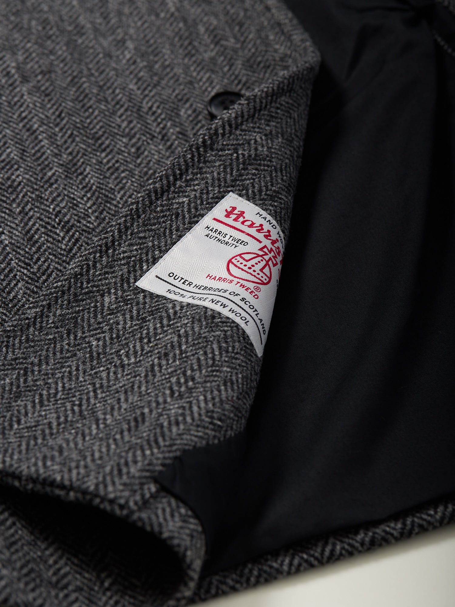Harris Tweed Raglan Coat Grey Herringbone