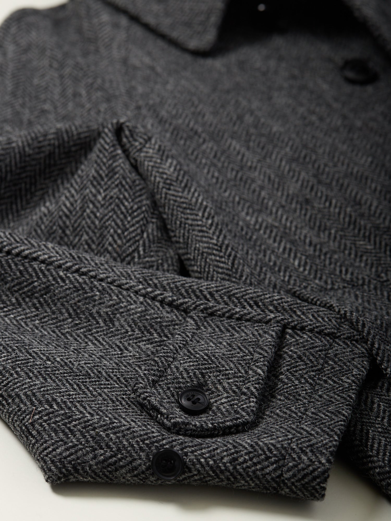 Harris Tweed Raglan Coat Grey Herringbone