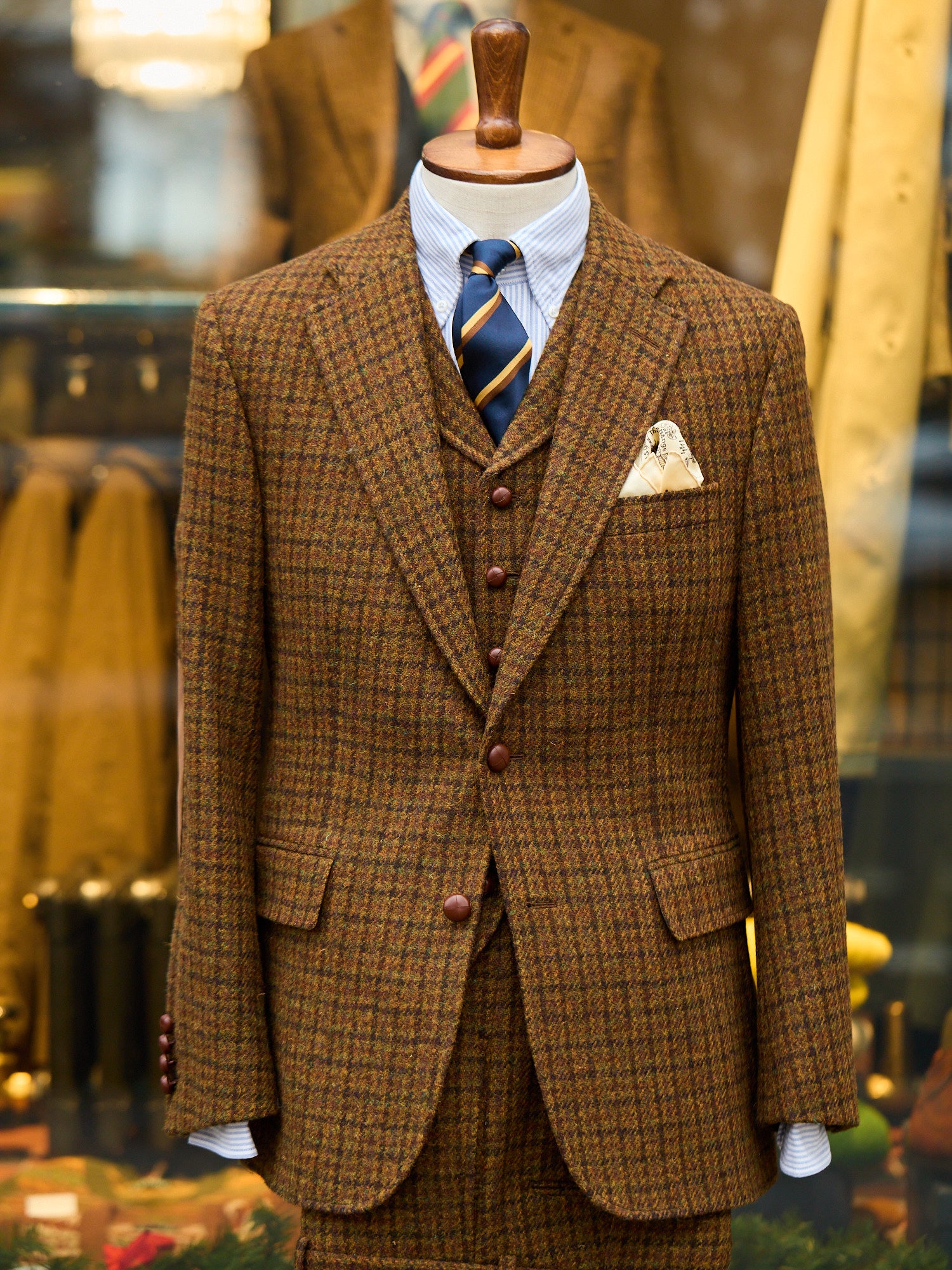 Harris Tweed 3-piece Suit Mustard Brown Check