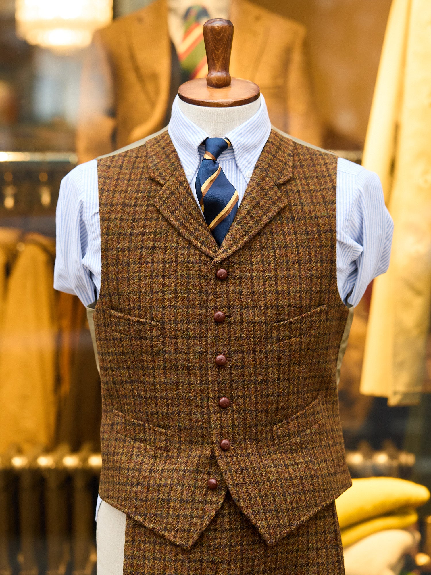 Harris Tweed 3-piece Suit Mustard Brown Check