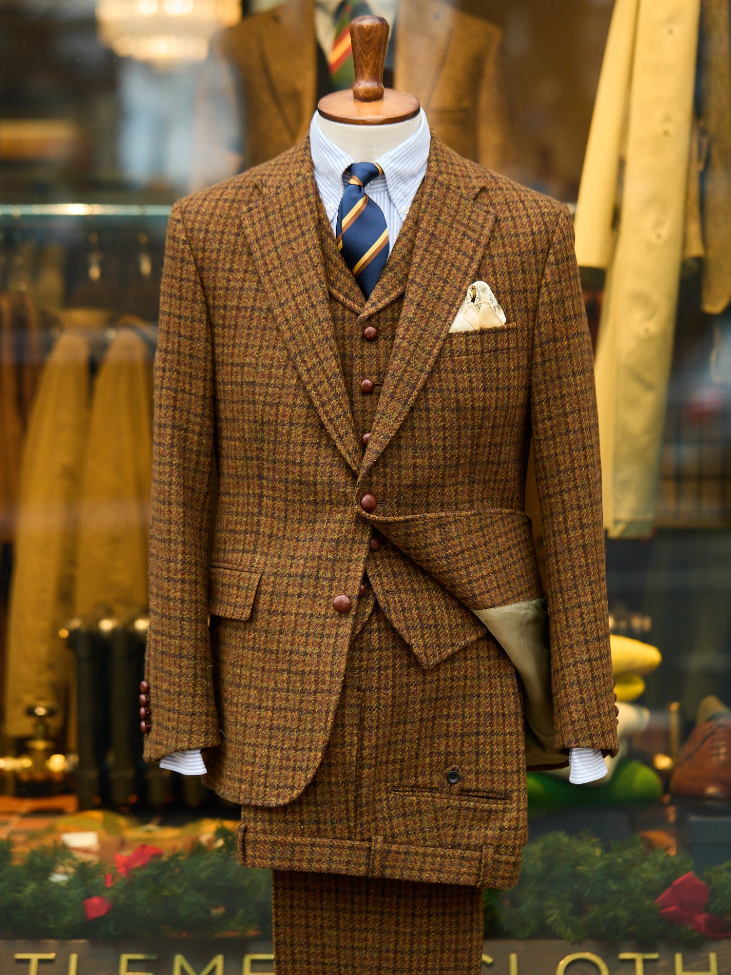 Harris Tweed 3-piece Suit Mustard Brown Check