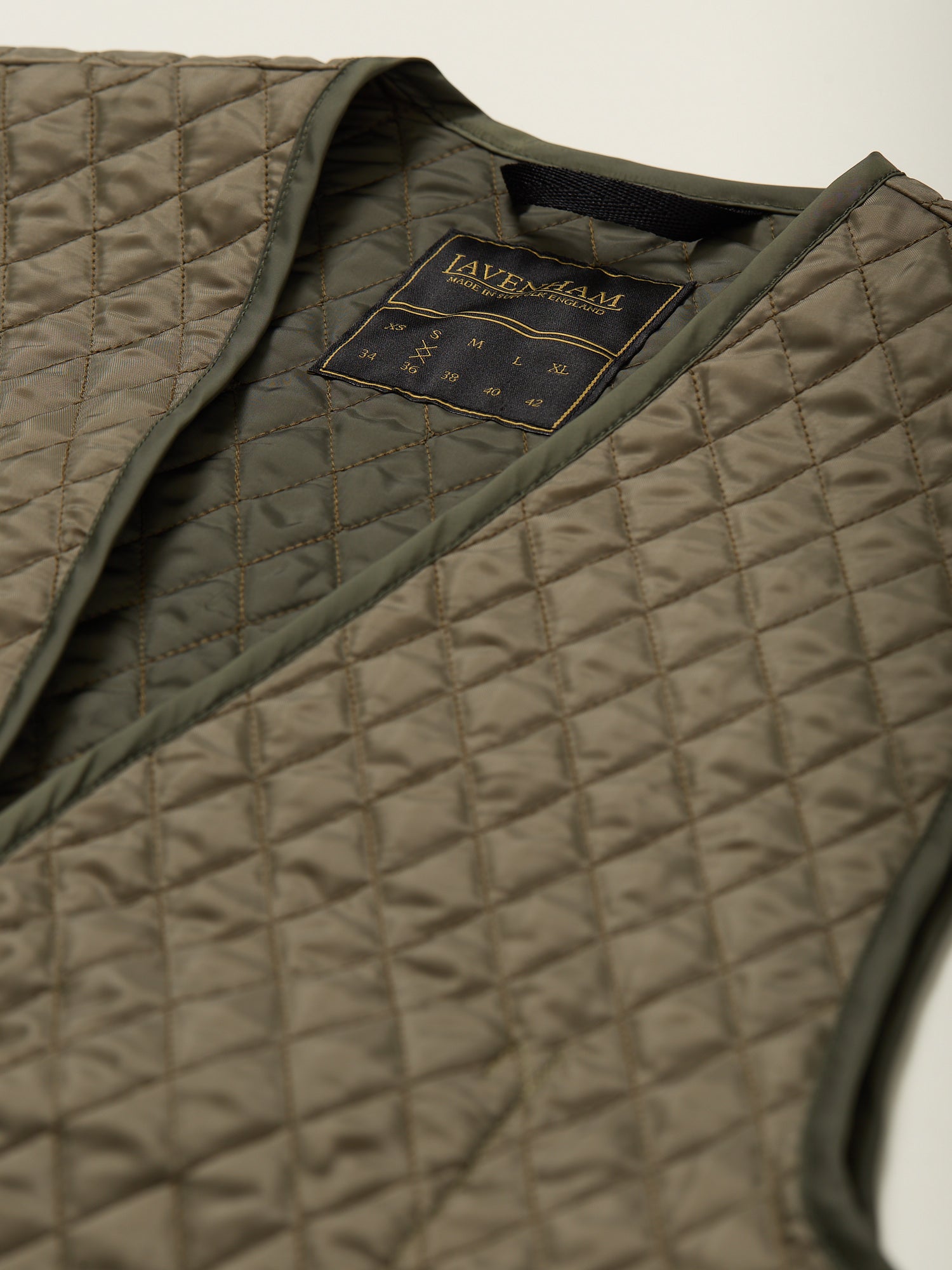 Zipped Quilted Gilet Olive
