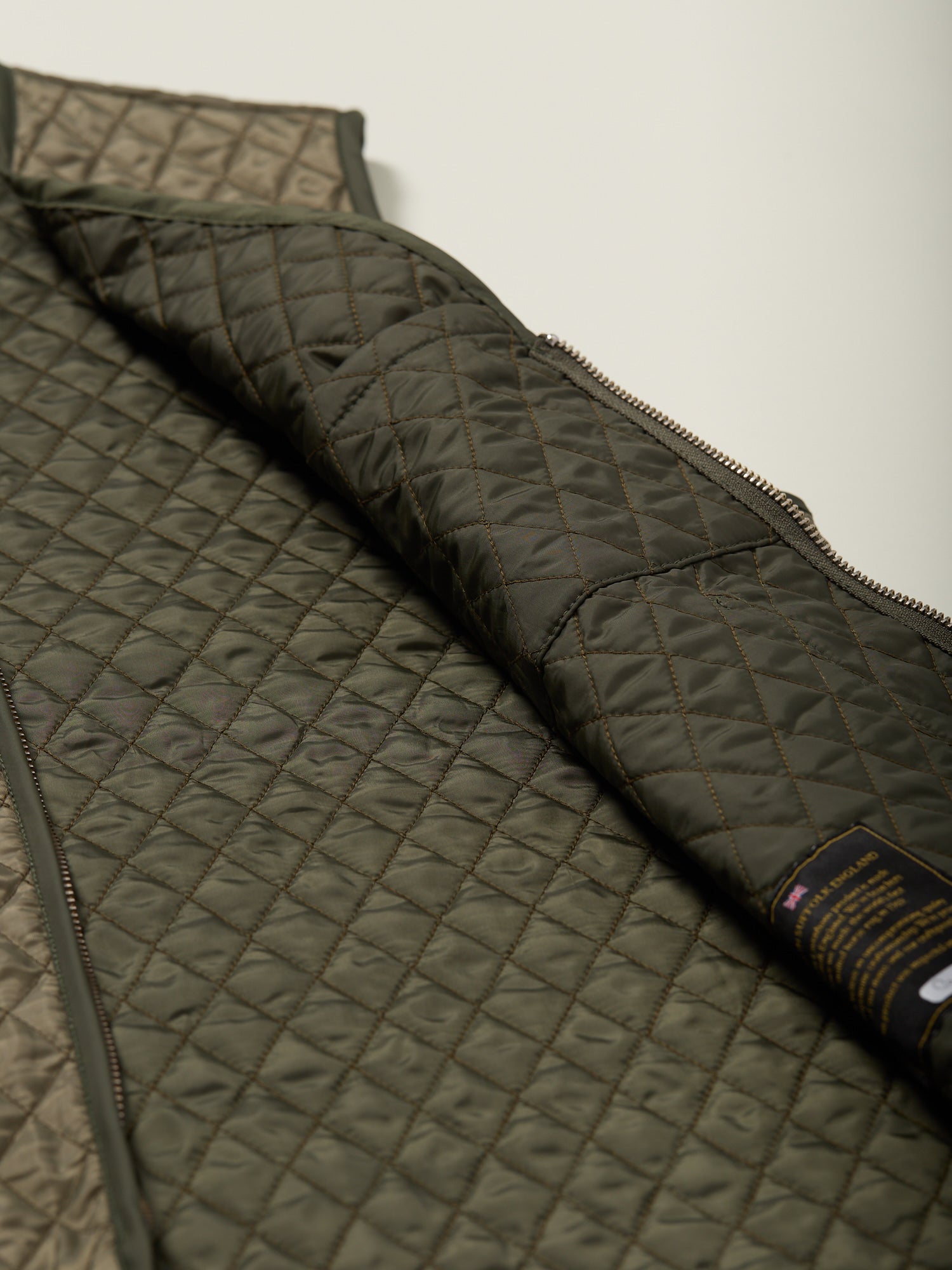 Zipped Quilted Gilet Olive