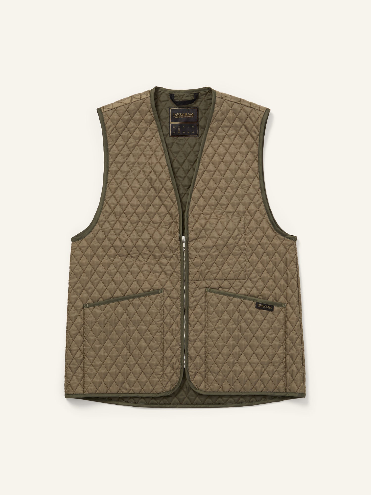 Zipped Quilted Gilet Olive