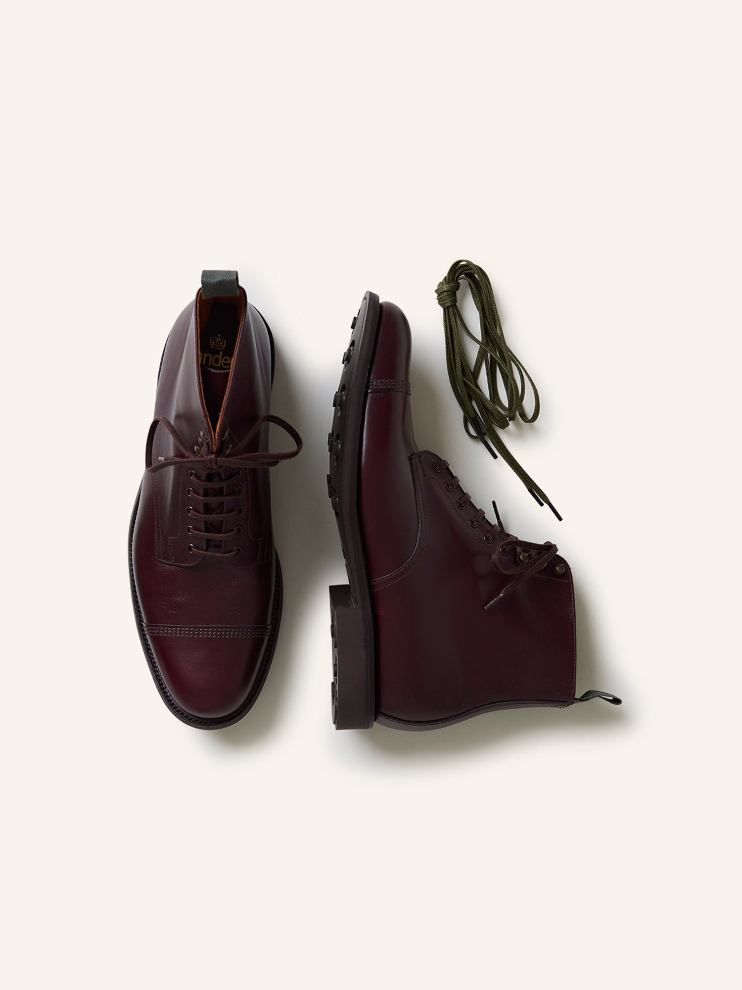 Military Collection Toe Cap Derby Boots Burgundy