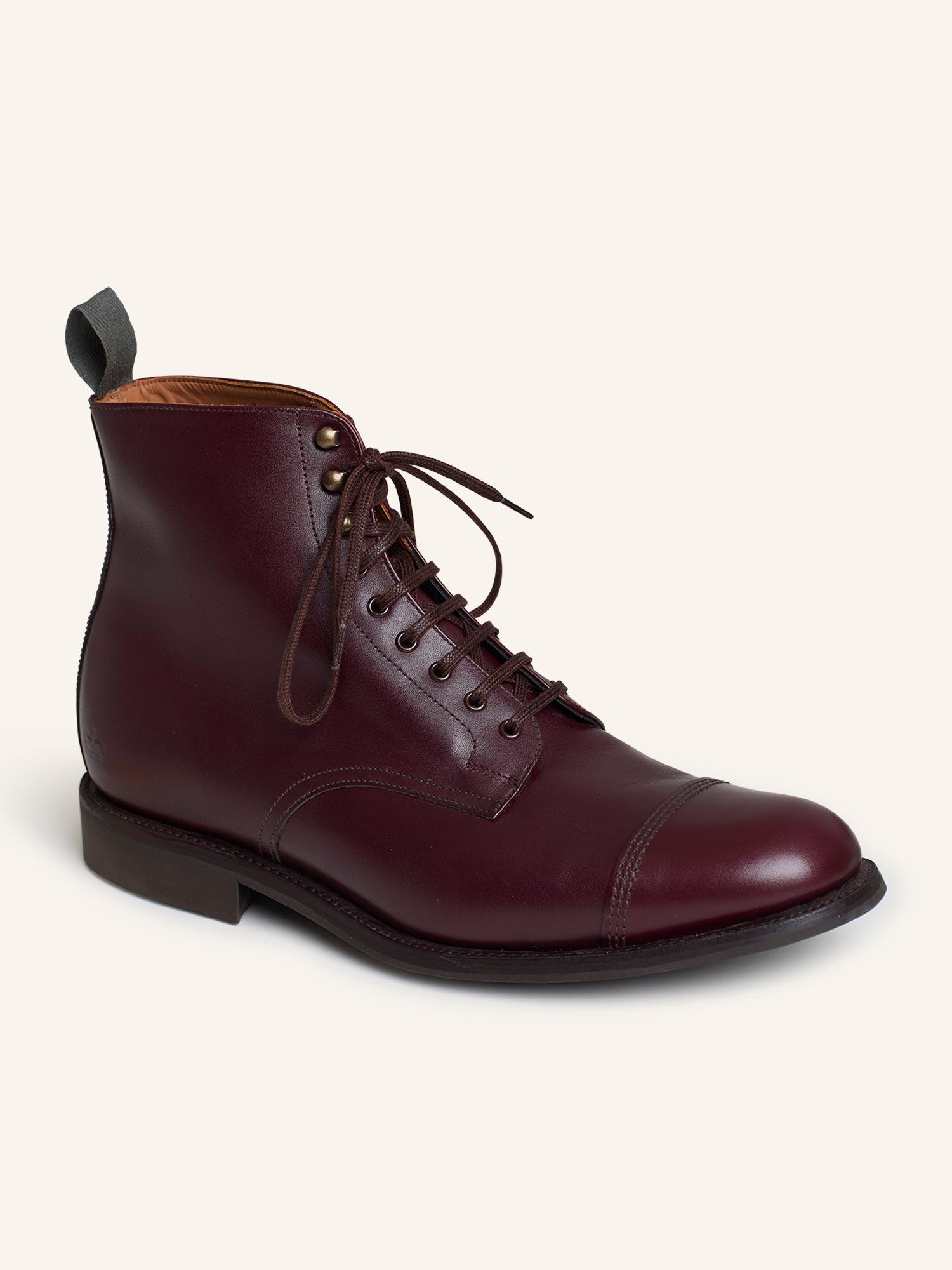 Military Collection Toe Cap Derby Boots Burgundy