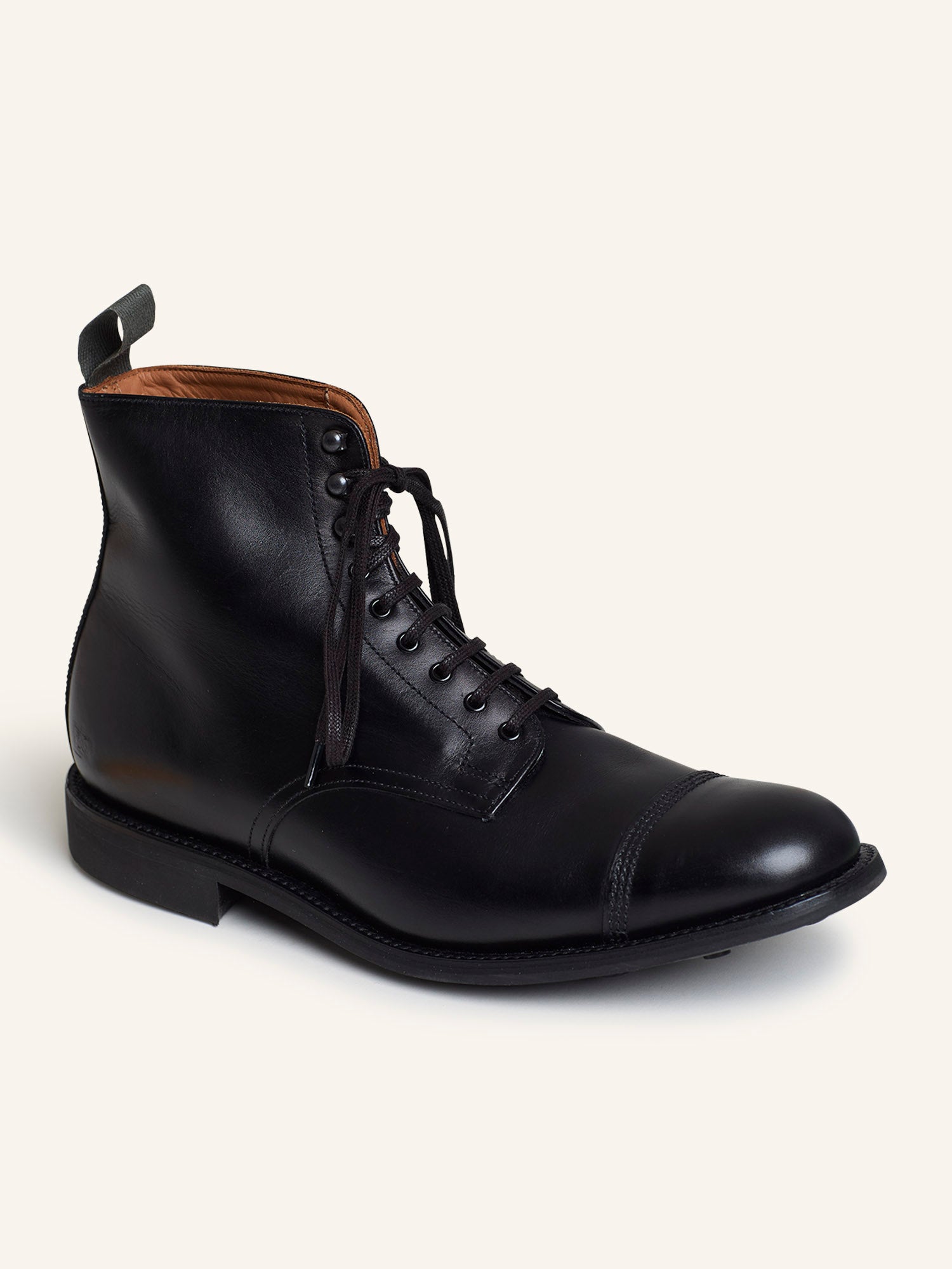 Military Collection Toe Cap Derby Boots Black