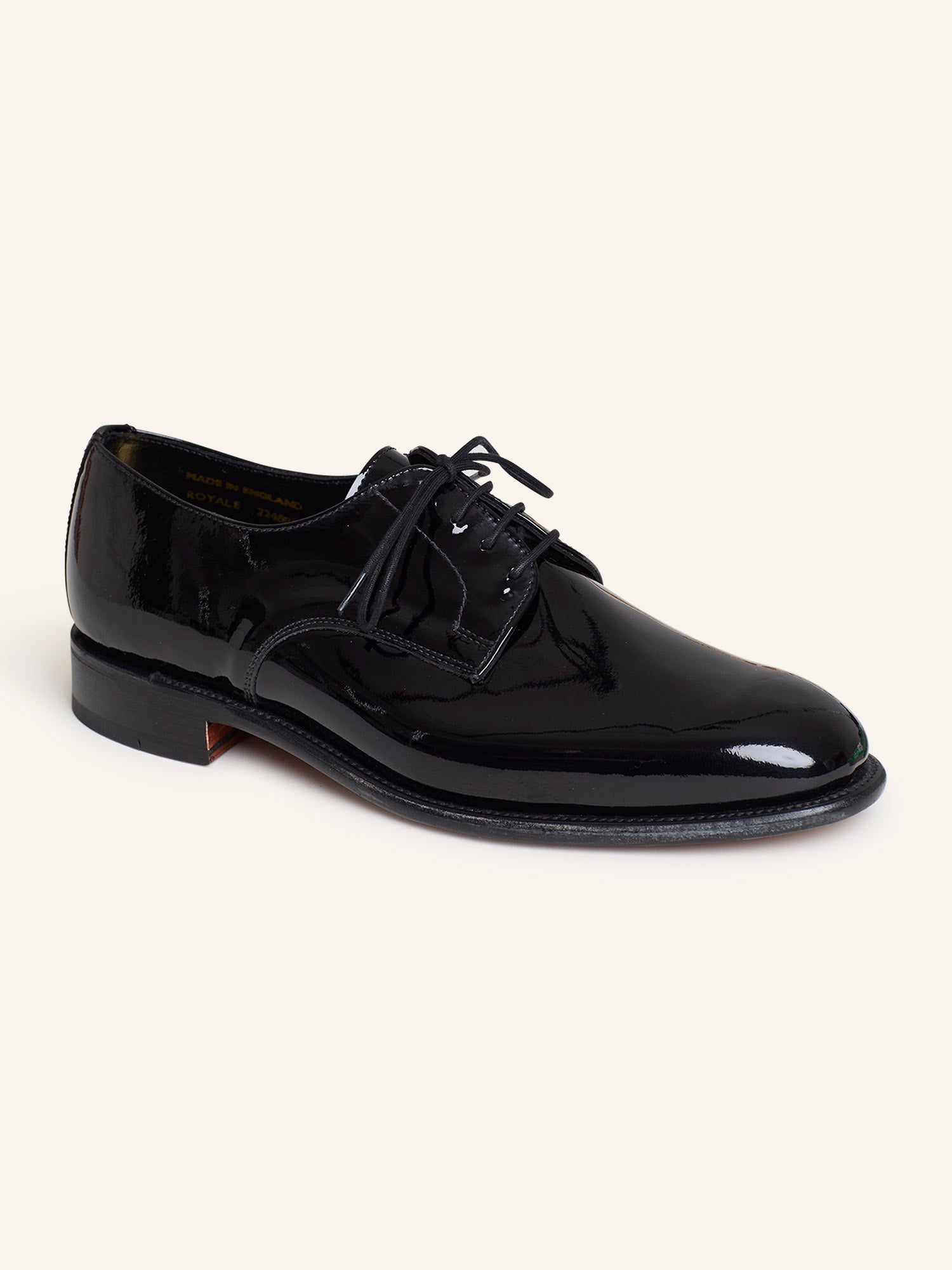 Plain Toe Derby Patent Leather Shoes Black