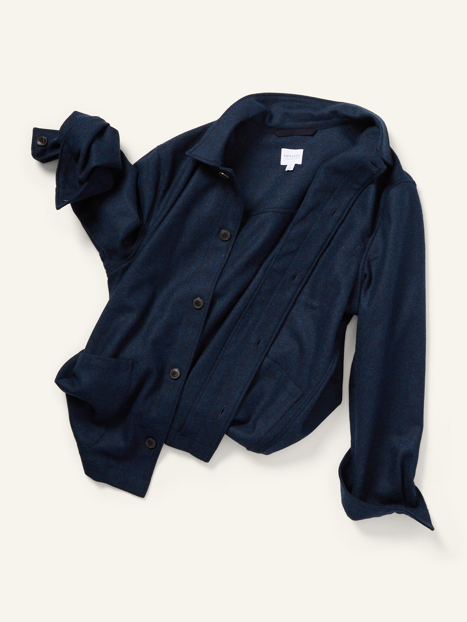 Wool Twin Pocket Jacket Navy Melange