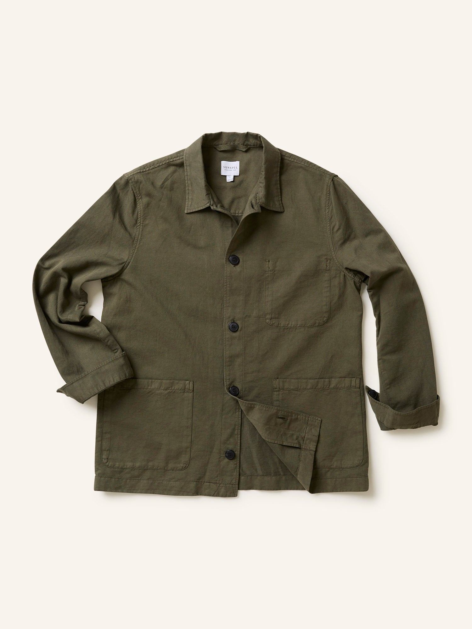 Cotton Linen Twin Pocket Jacket Khaki