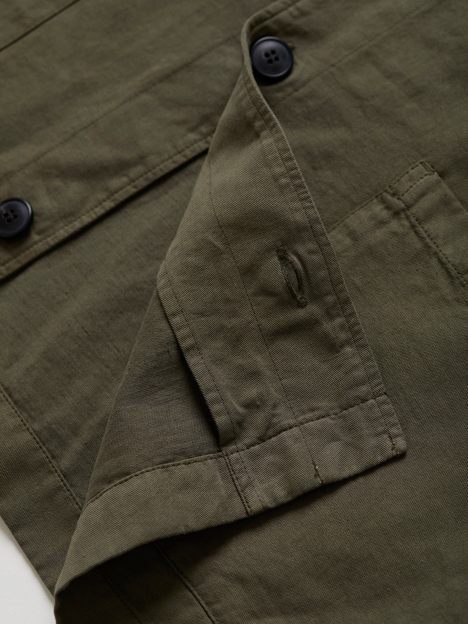 Cotton Linen Twin Pocket Jacket Khaki