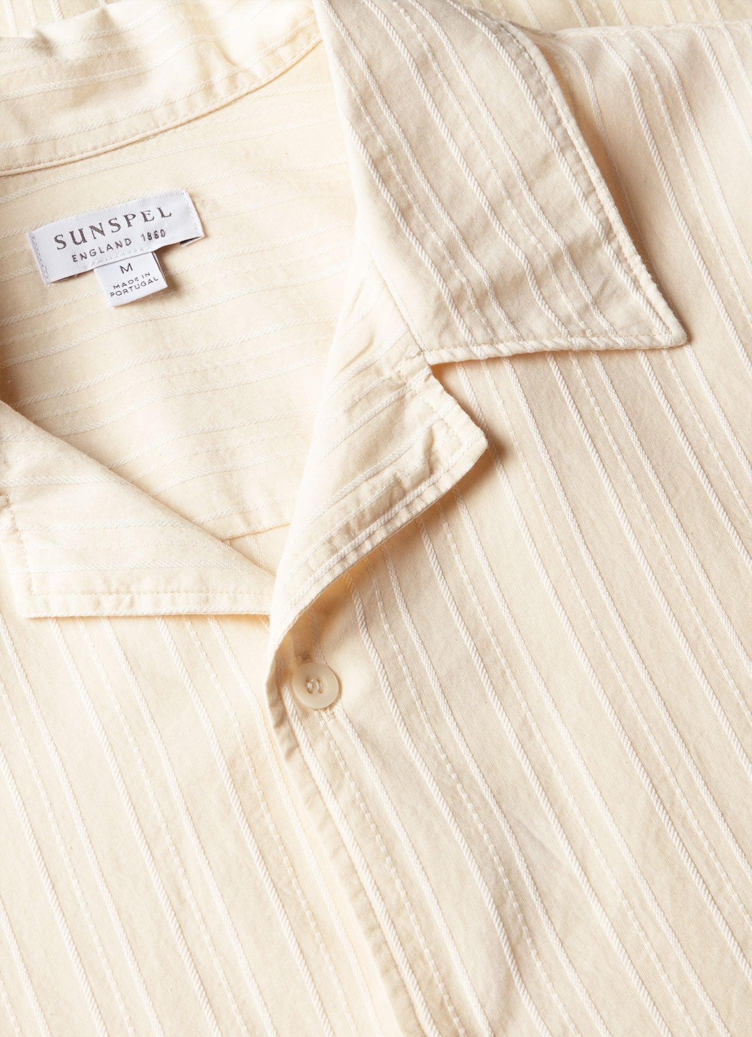 Dobby Stripe Camp Collar Shirt Ecru