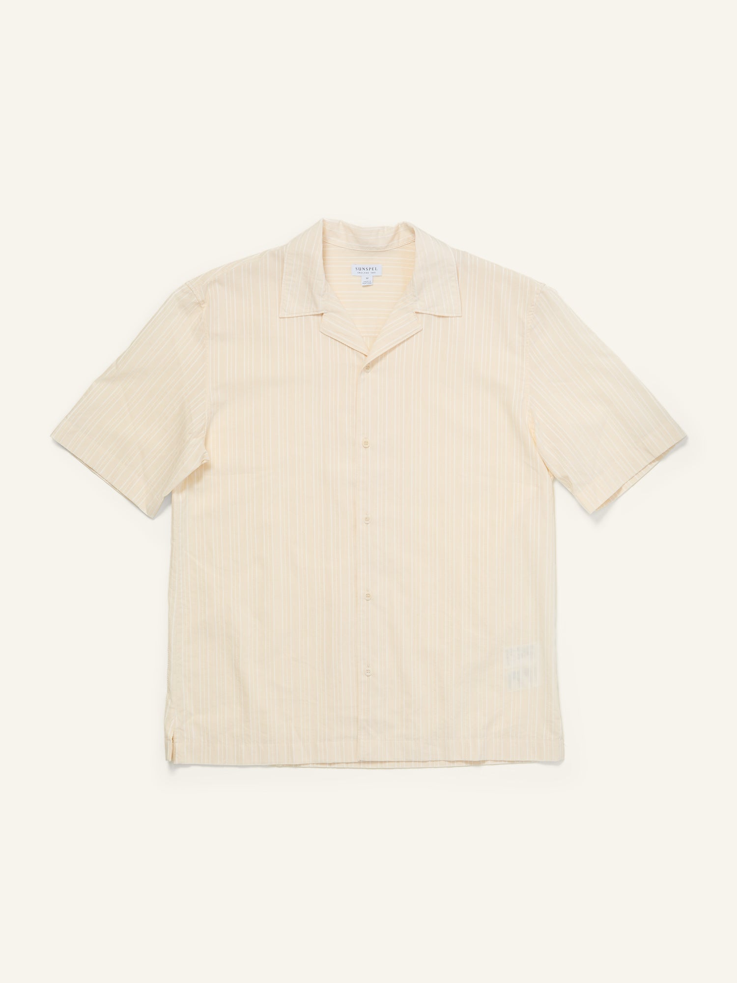 Dobby Stripe Camp Collar Shirt Ecru