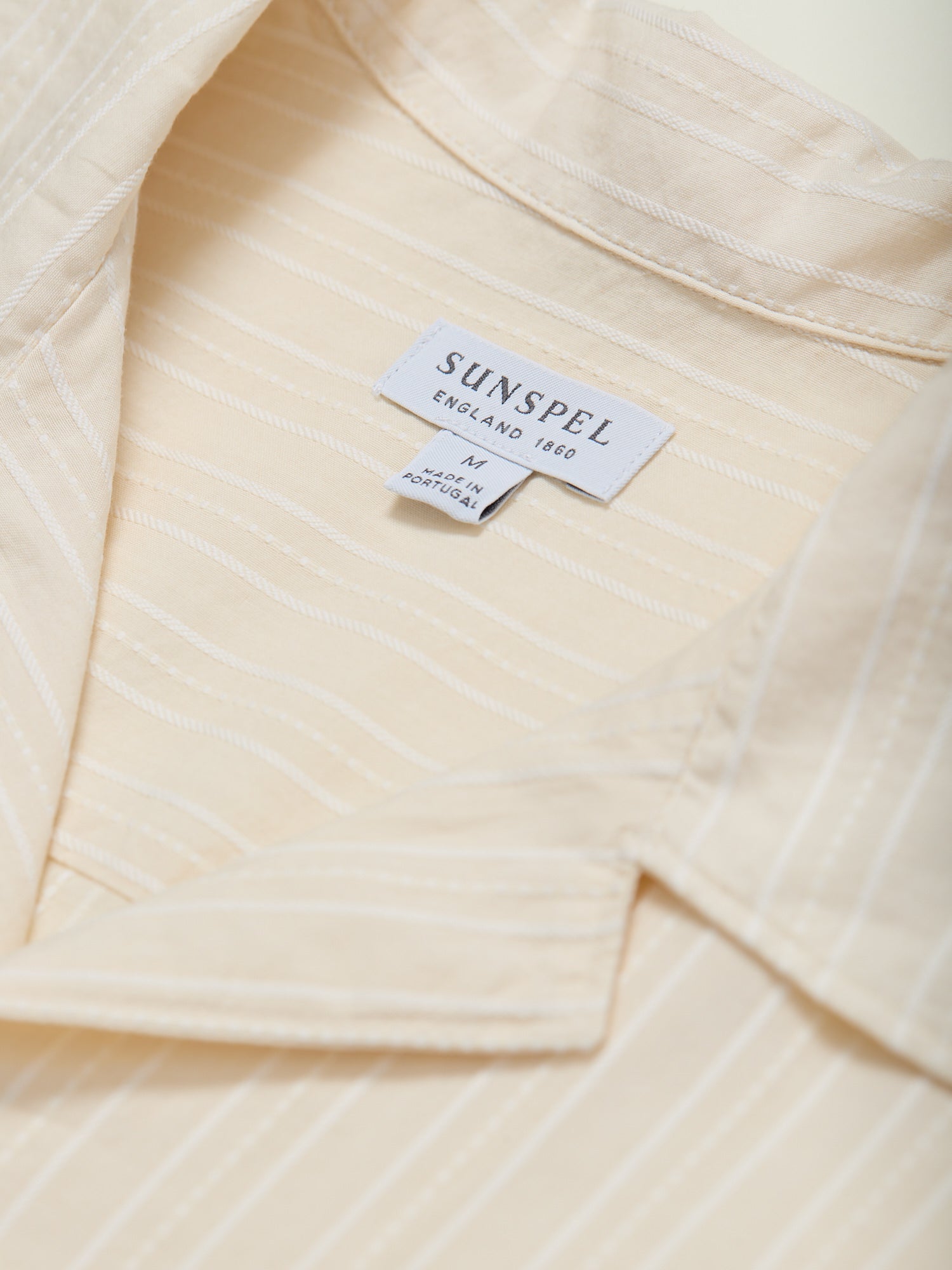 Dobby Stripe Camp Collar Shirt Ecru