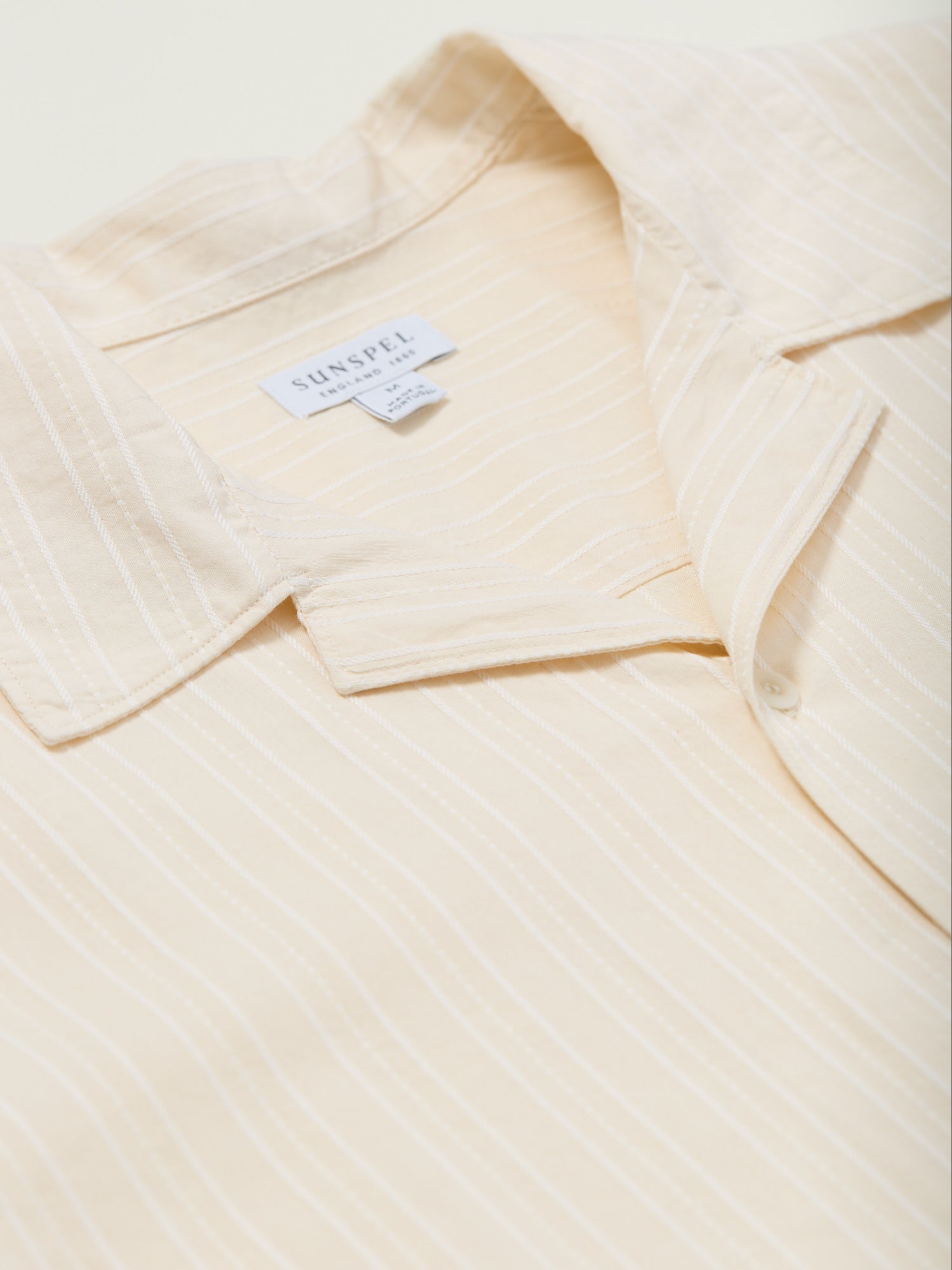 Dobby Stripe Camp Collar Shirt Ecru