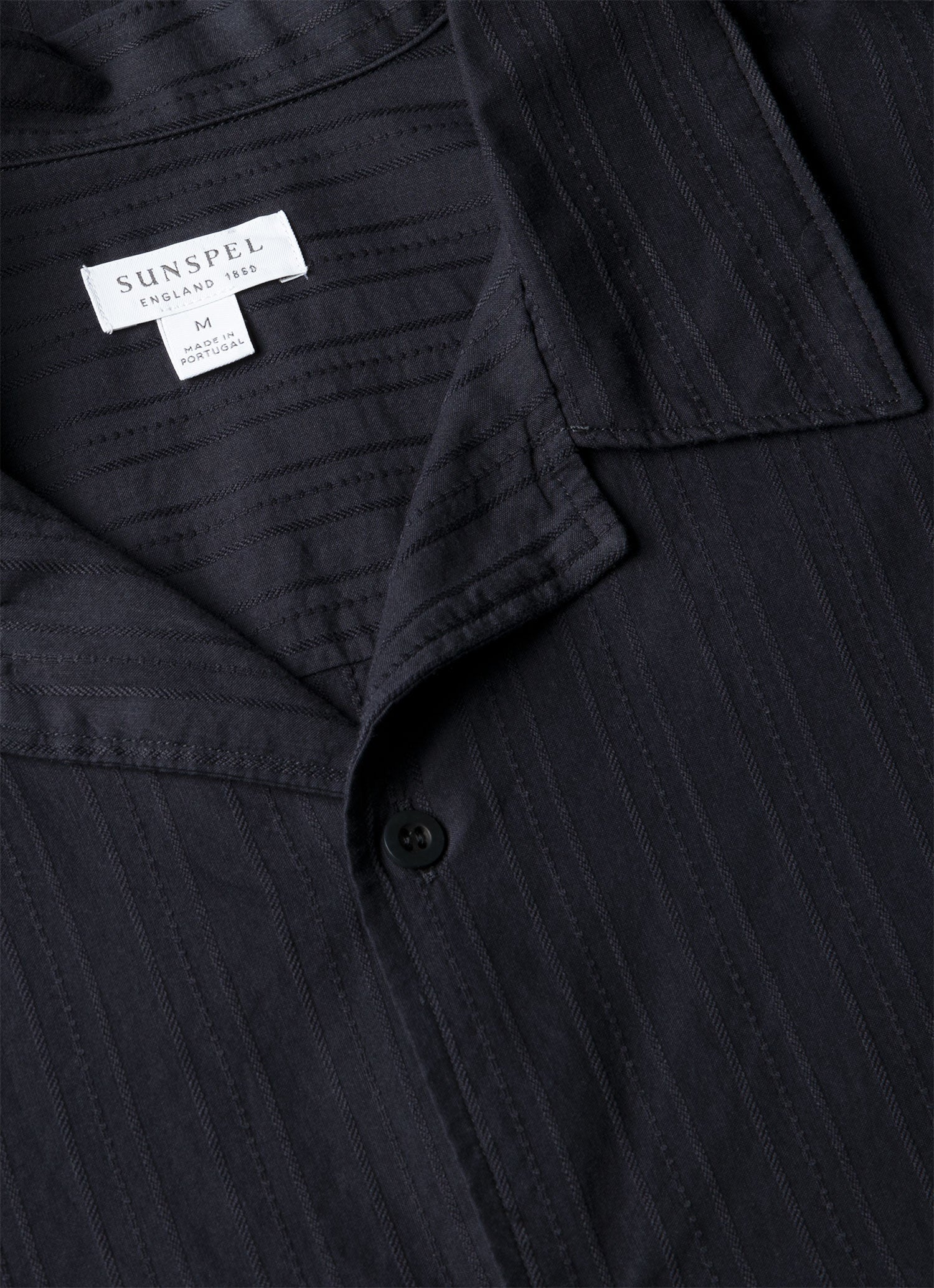 Dobby Stripe Camp Collar Shirt Navy