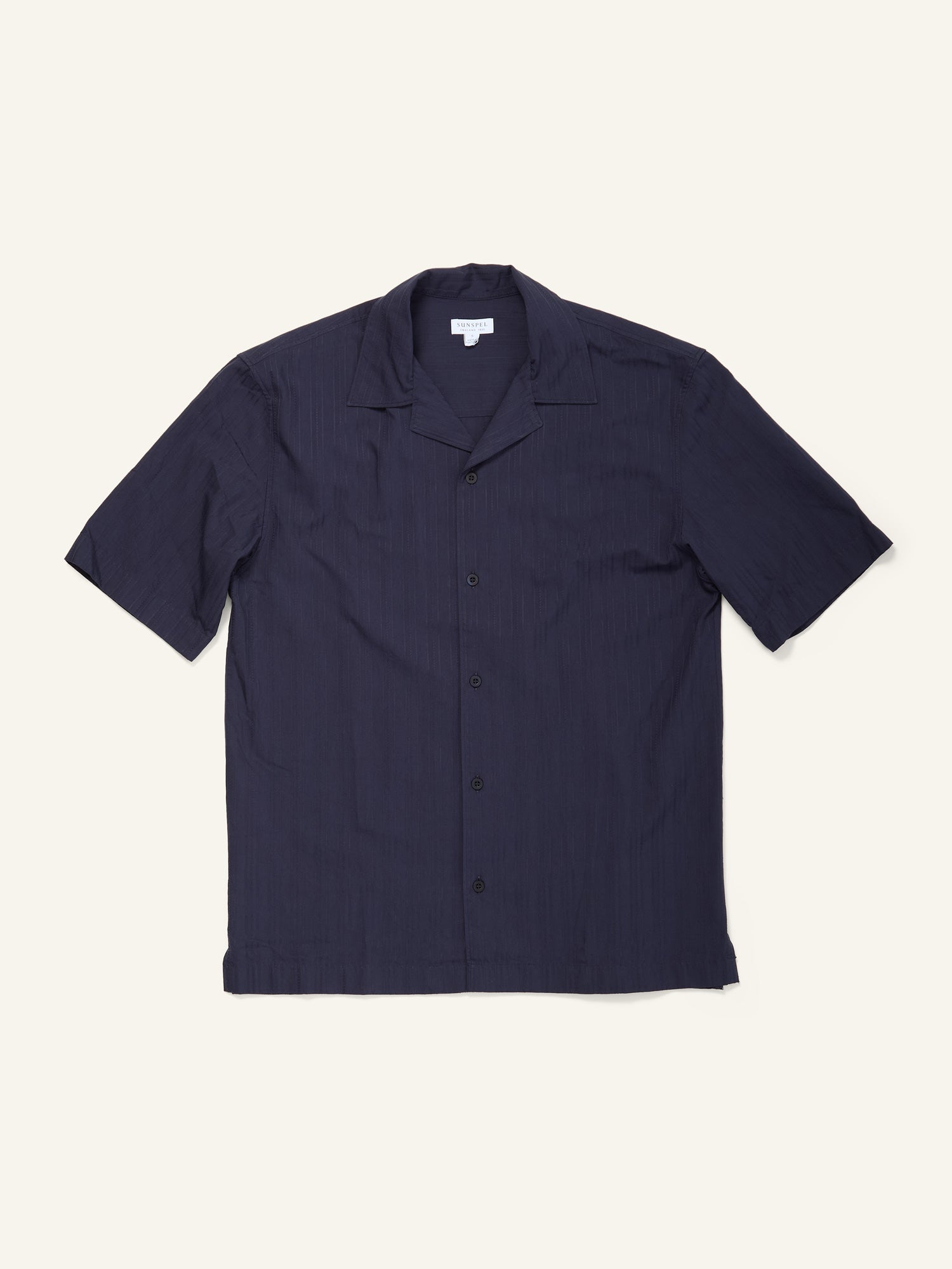 Dobby Stripe Camp Collar Shirt Navy