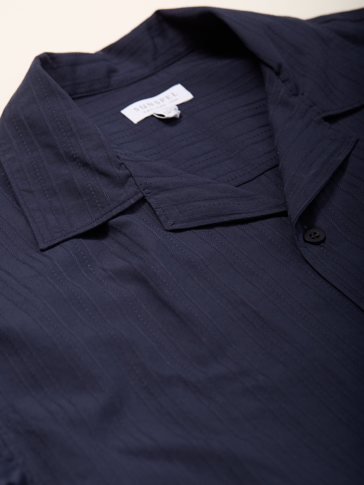 Dobby Stripe Camp Collar Shirt Navy