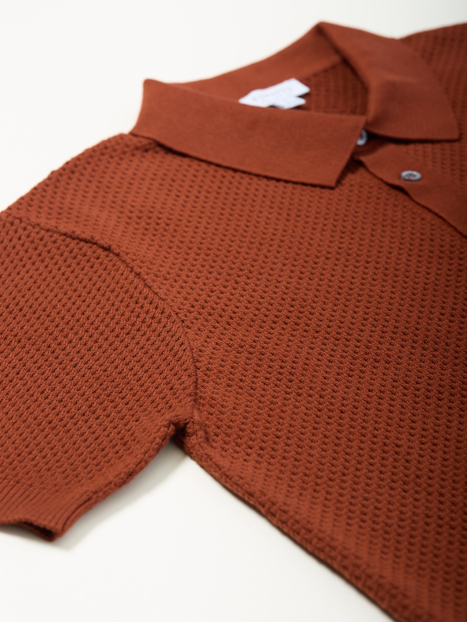 Knitted Cotton Mesh Polo Rust