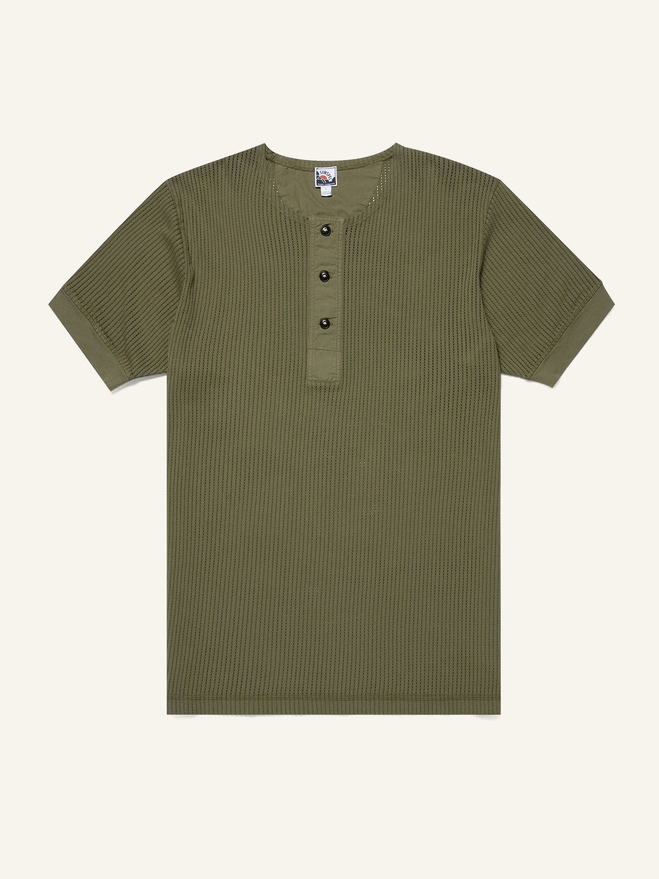 Linear Mesh Henley Army Green