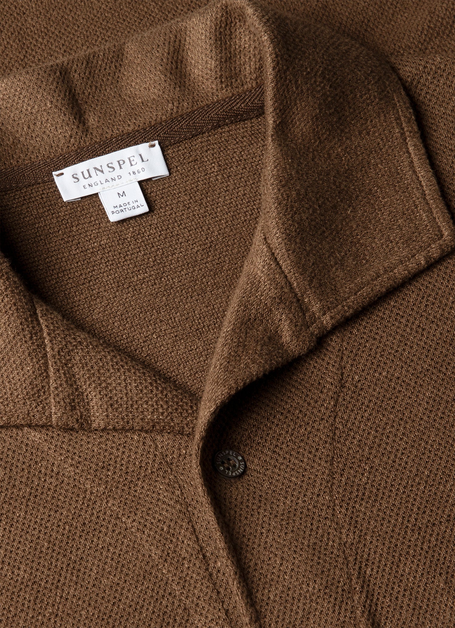 Linen Pique Polo Shirt Dark Walnut