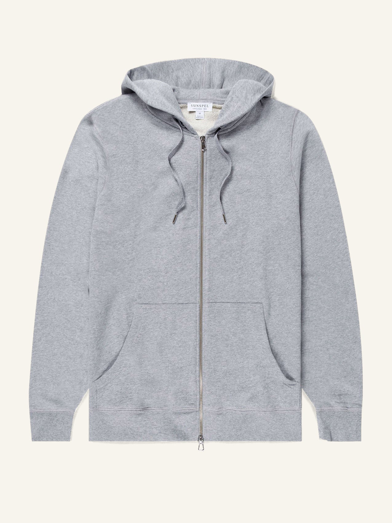 Cotton Loopback Zipped Hoodie Grey Melange