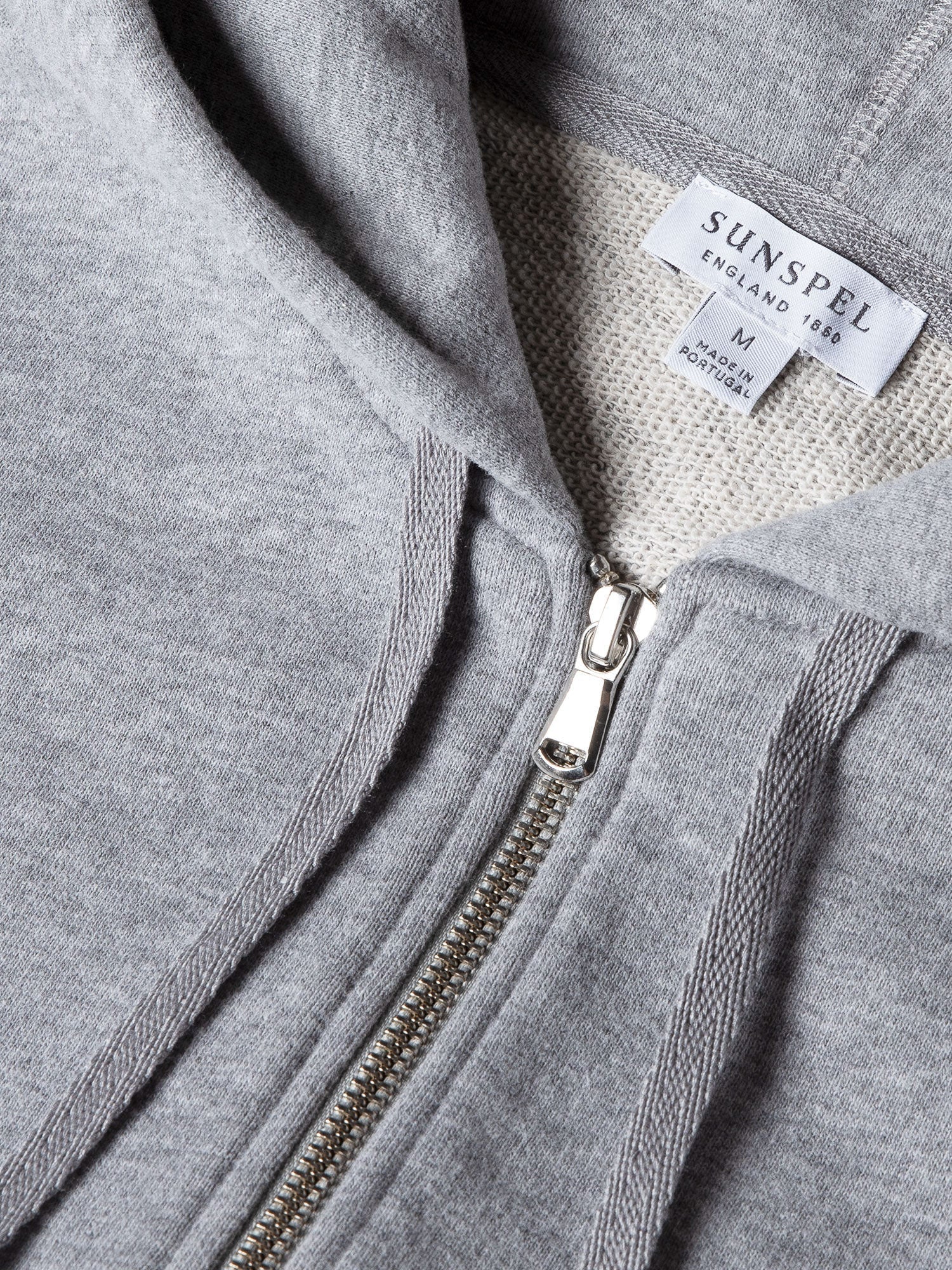 Cotton Loopback Zipped Hoodie Grey Melange