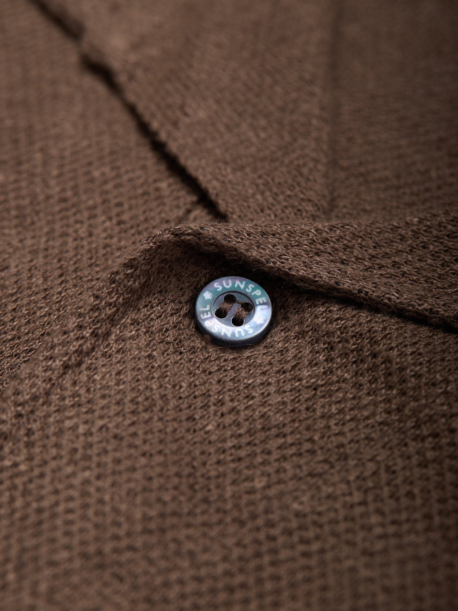 Linen Pique Polo Shirt Dark Walnut
