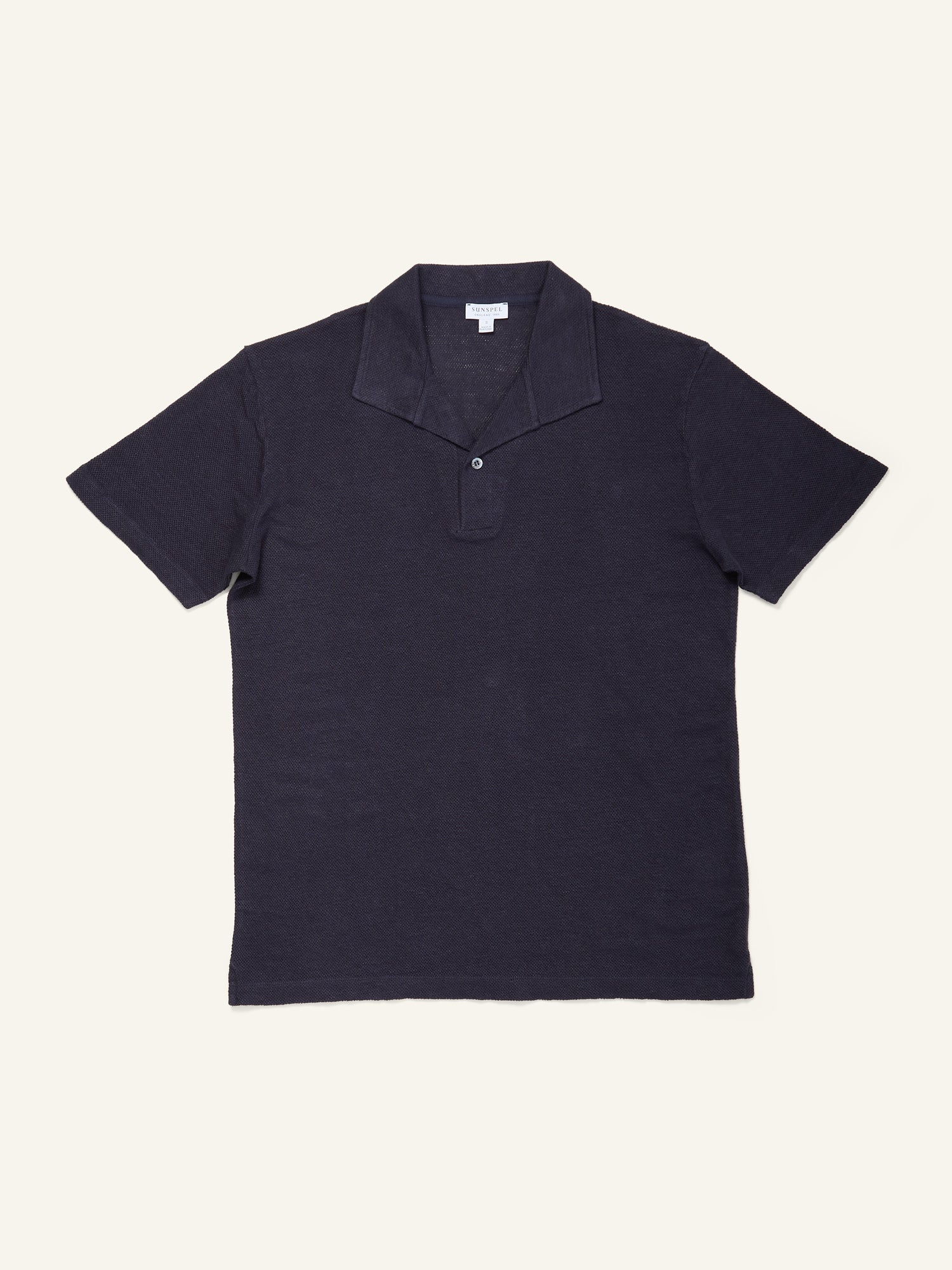 Linen Pique Polo Shirt Navy
