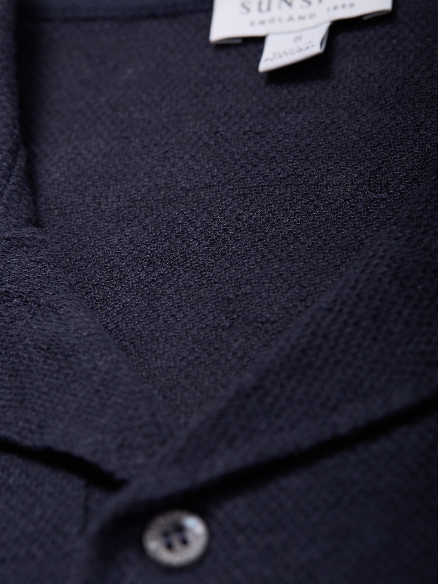 Linen Pique Polo Shirt Navy