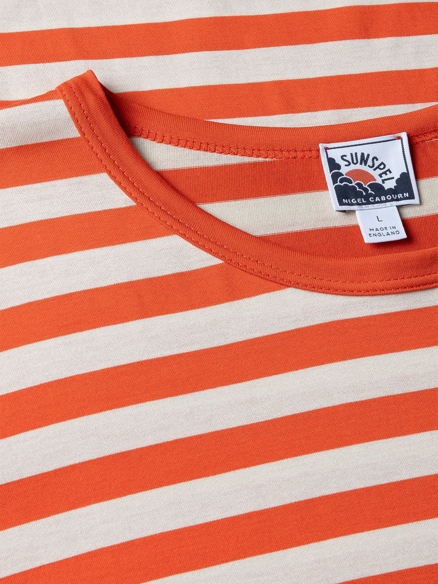 Pocket T Shirt Orange/Stone White Wide Stripe