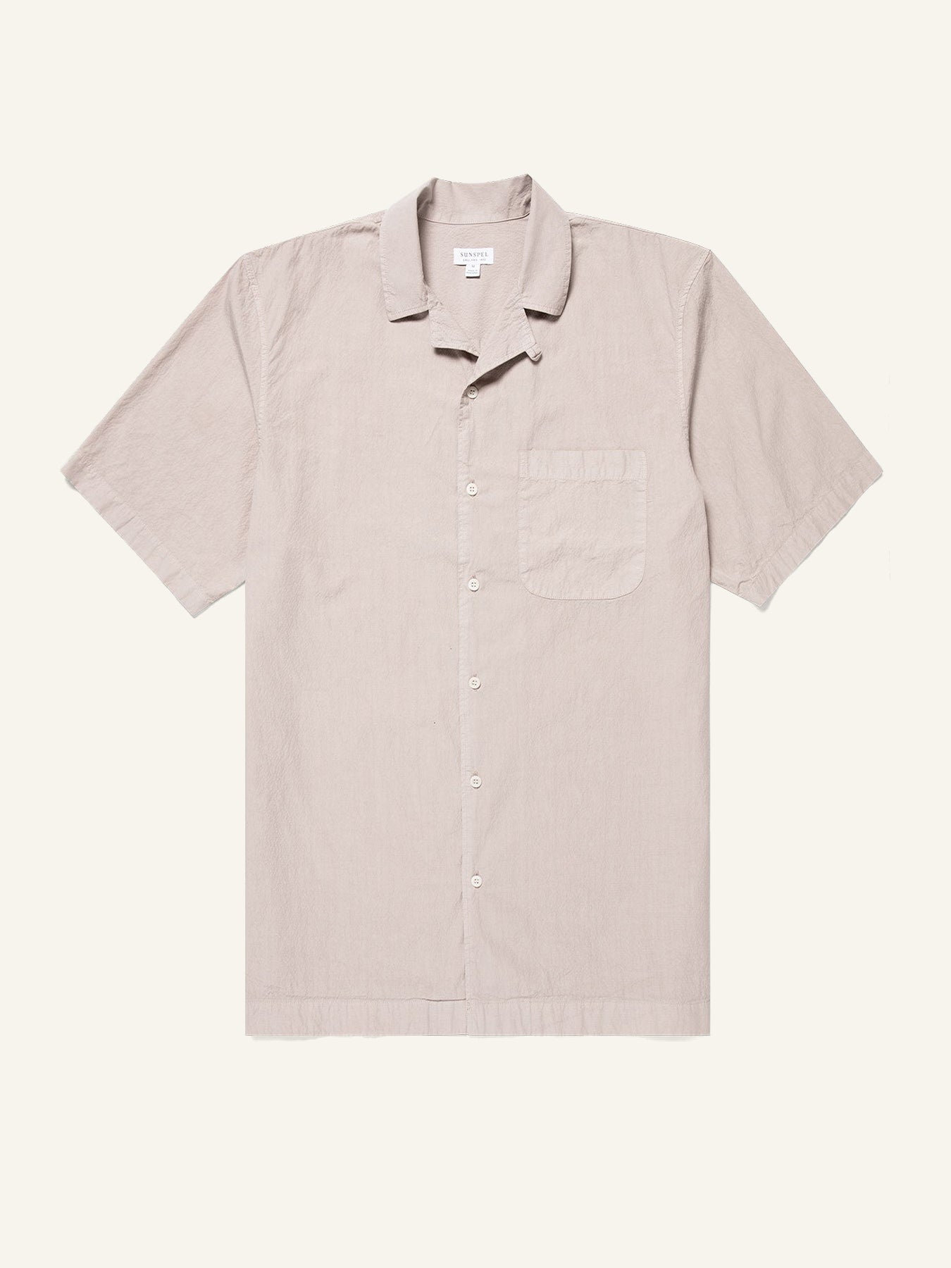 Seersucker Camp Collar Shirt Lt. Sand