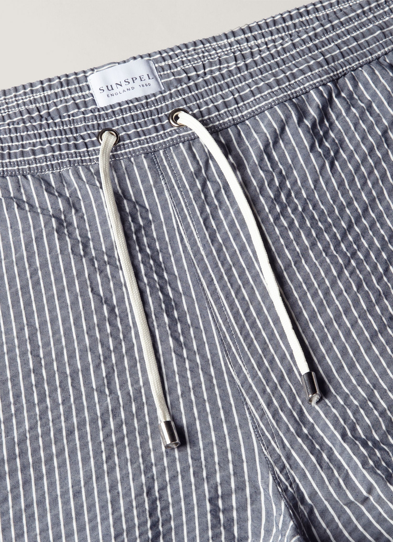 Stripe Seersucker Swimshort Navy/White