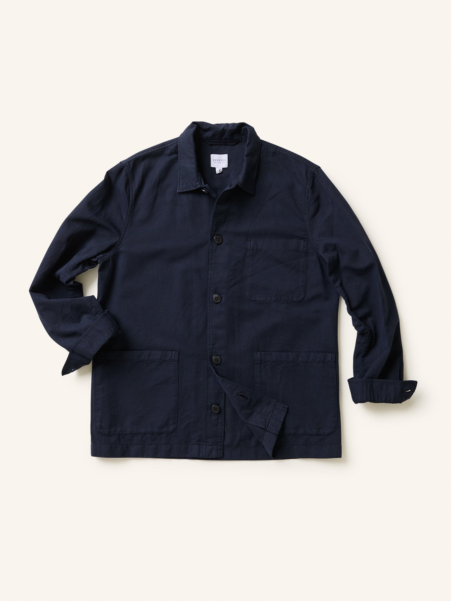 Cotton Linen Twin Pocket Jacket Navy