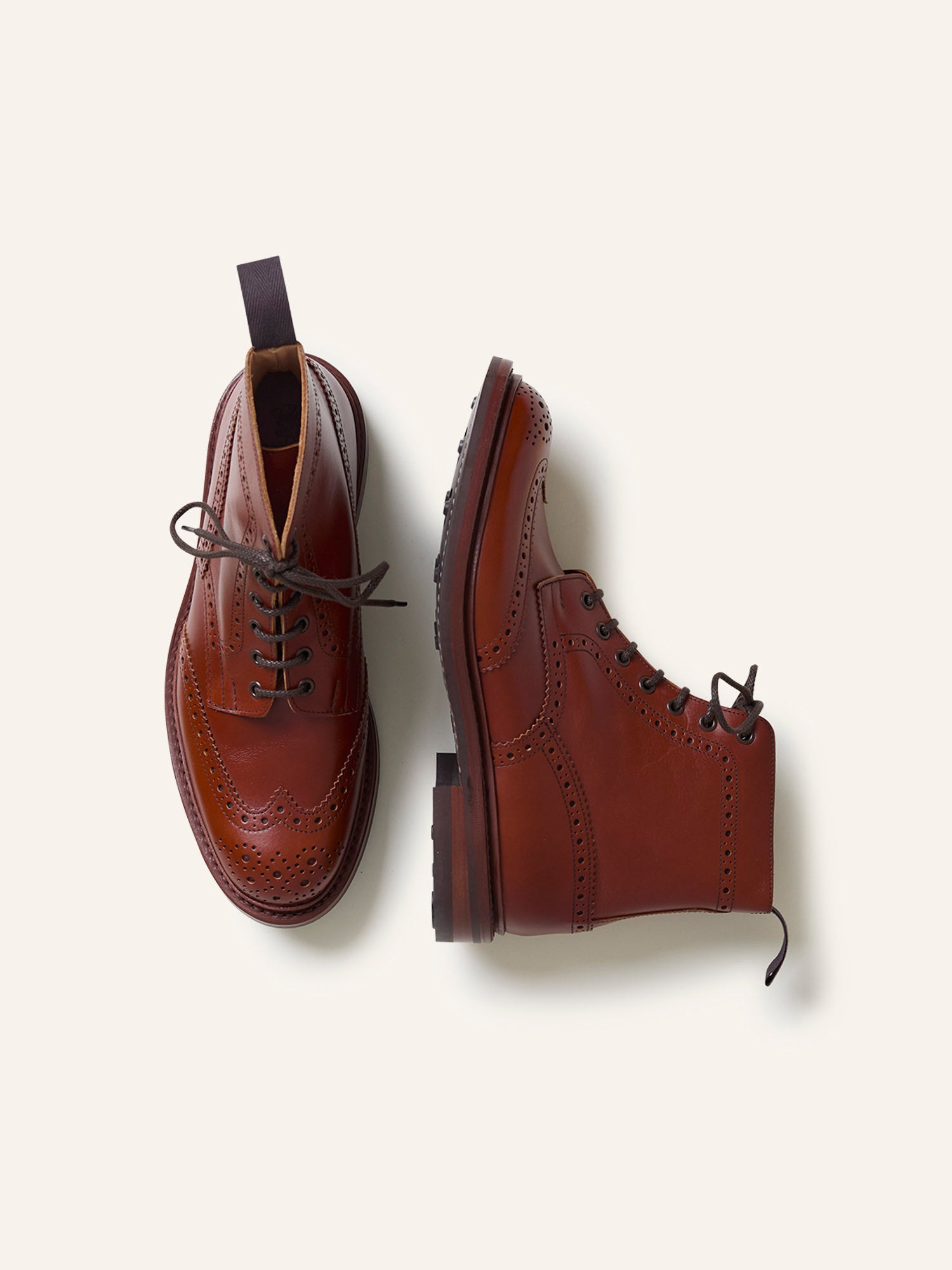 Stow Country Brogue Boots Marron Antique Calf