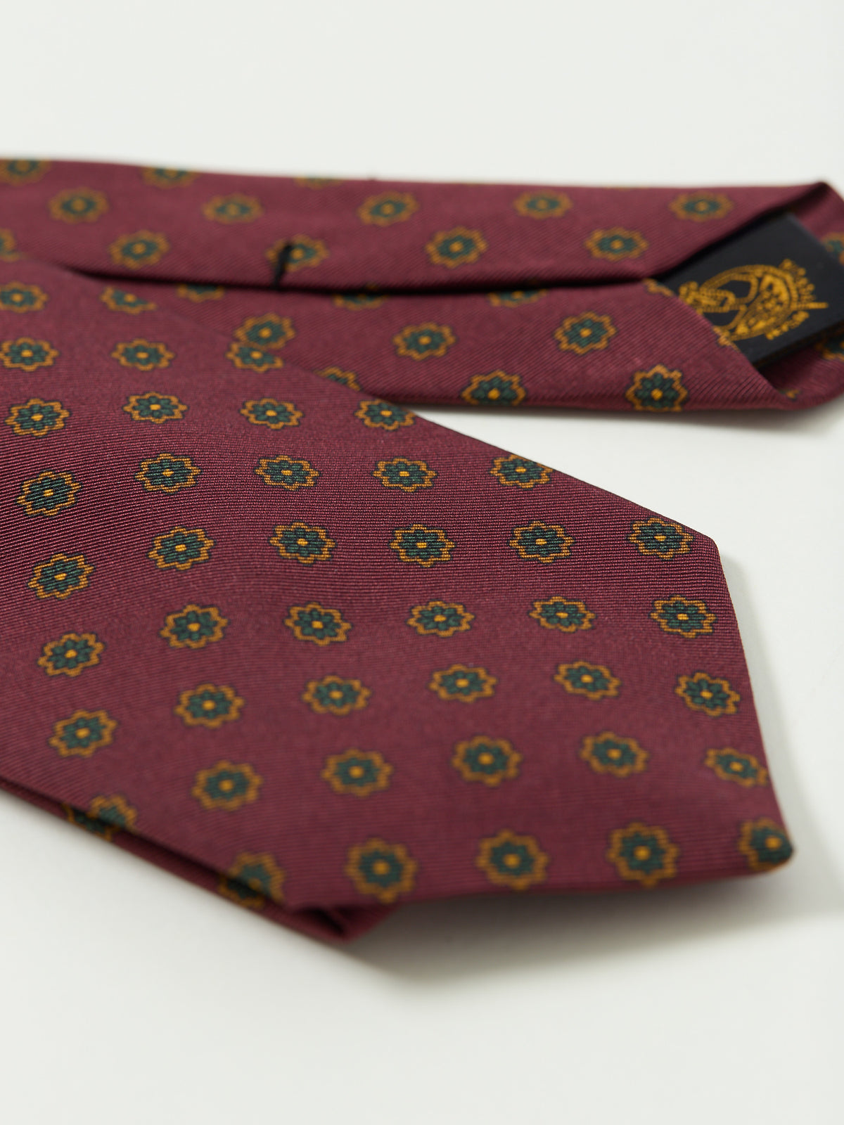 Floral Print Royal Irish Poplin Tie Burgundy/Yellow