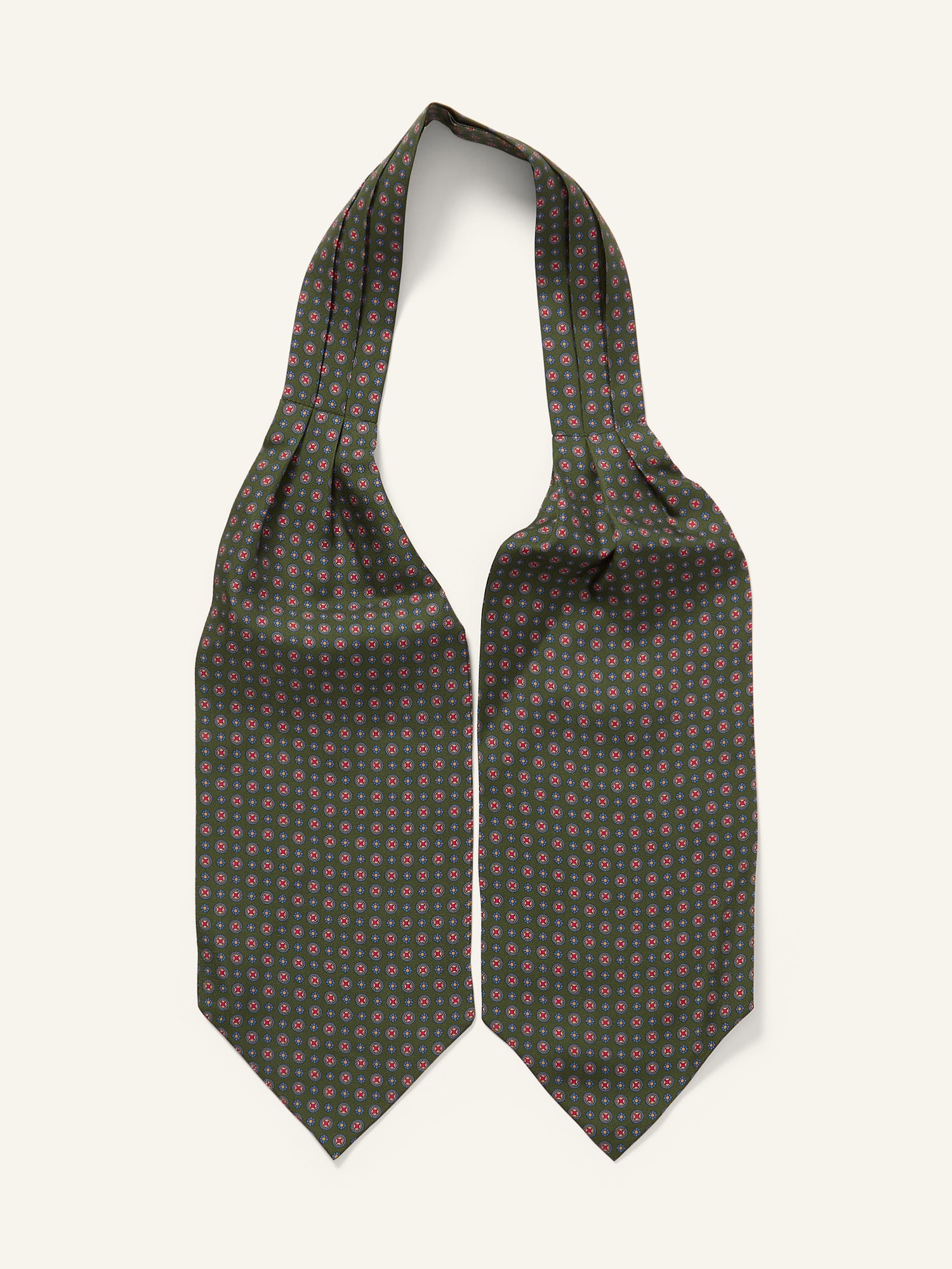 Floral Print Silk Cravat Green