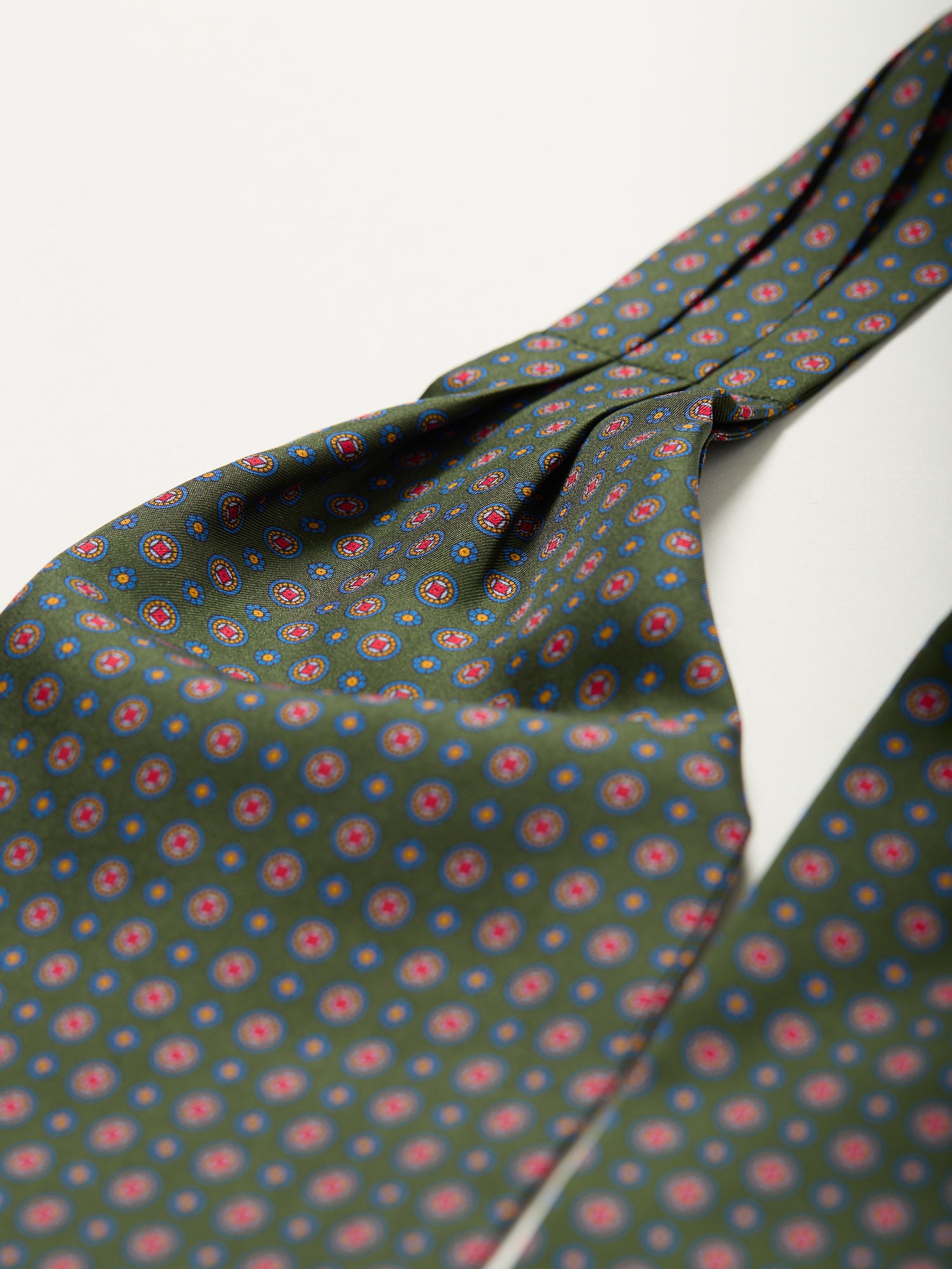 Floral Print Silk Cravat Green
