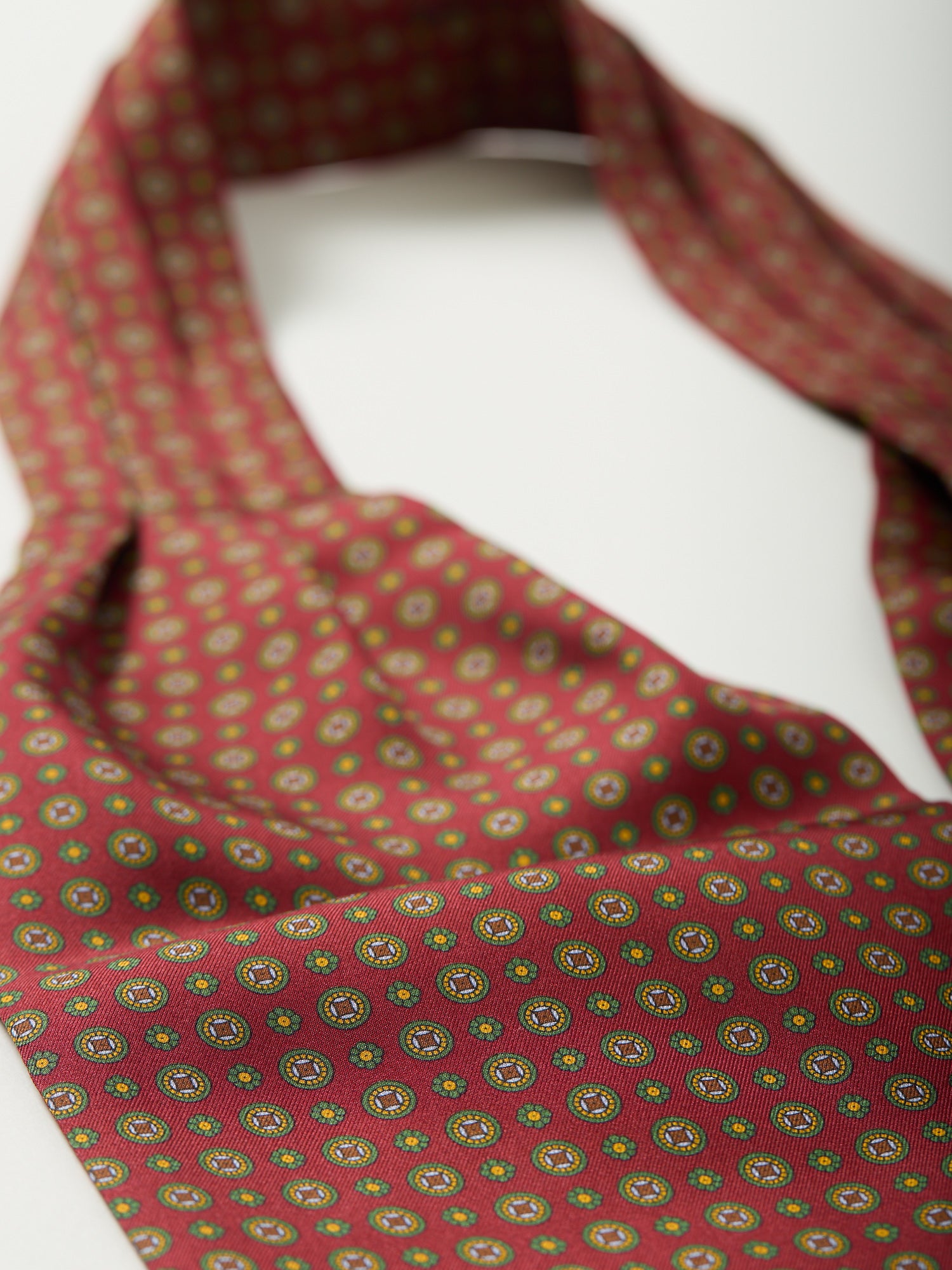 Floral Print Silk Cravat Red