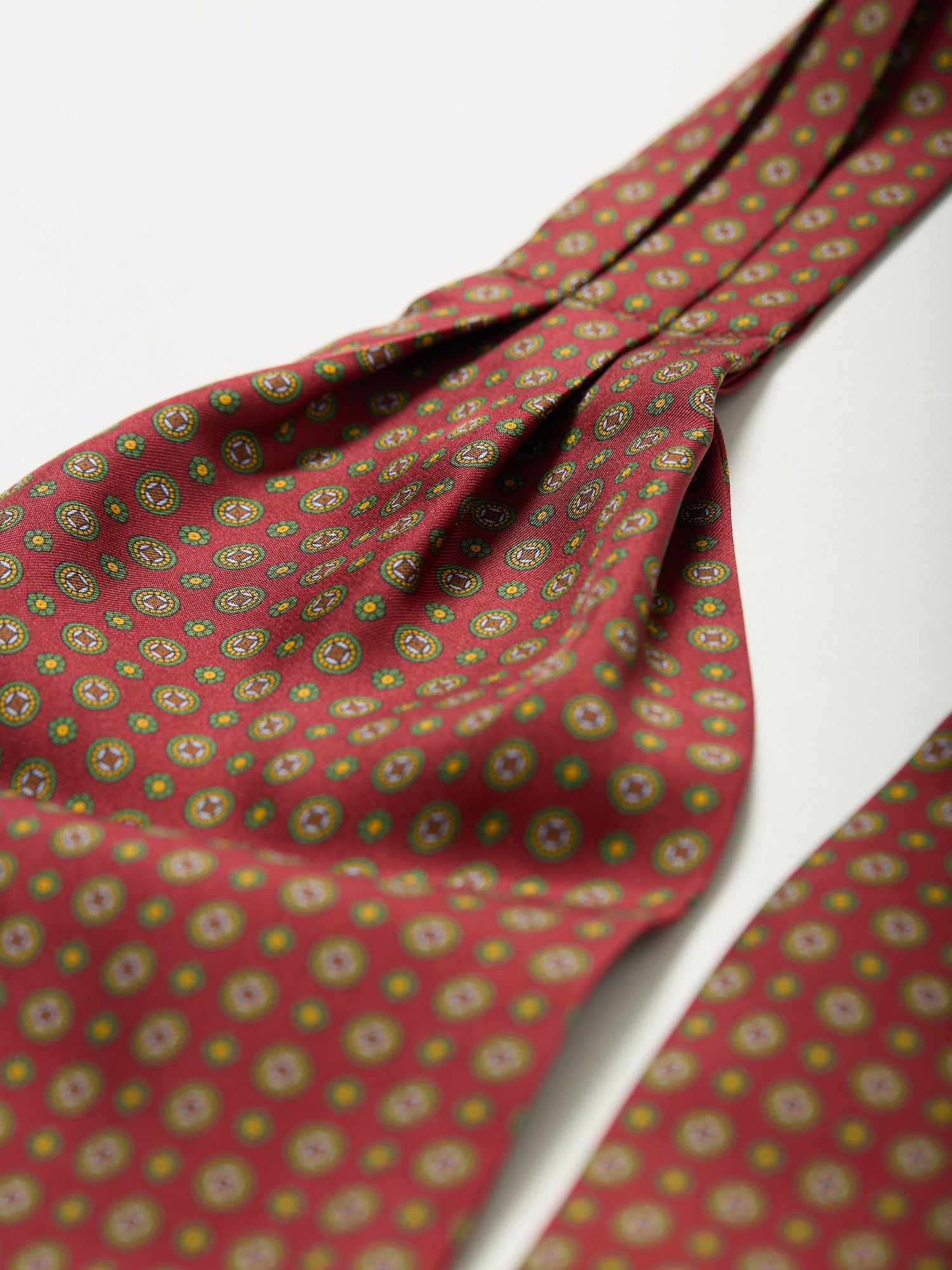 Floral Print Silk Cravat Red
