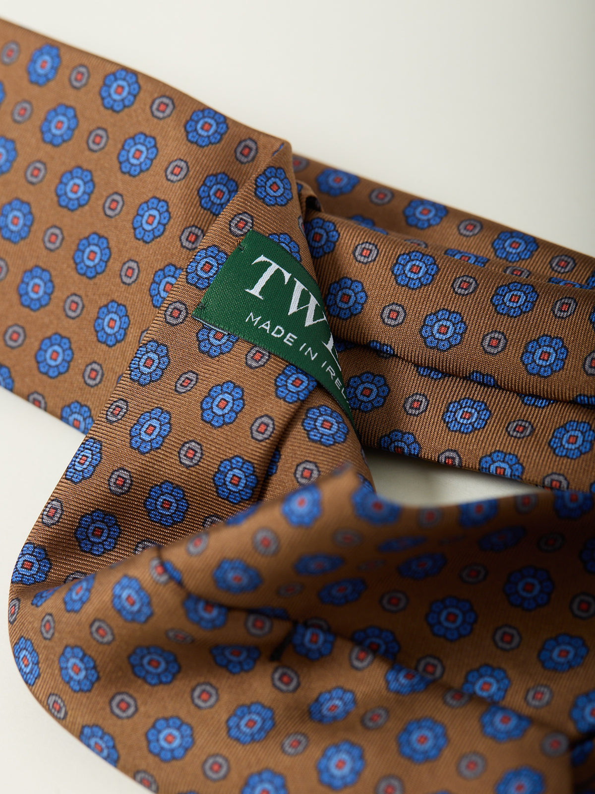 Floral Print Silk Tie Brown